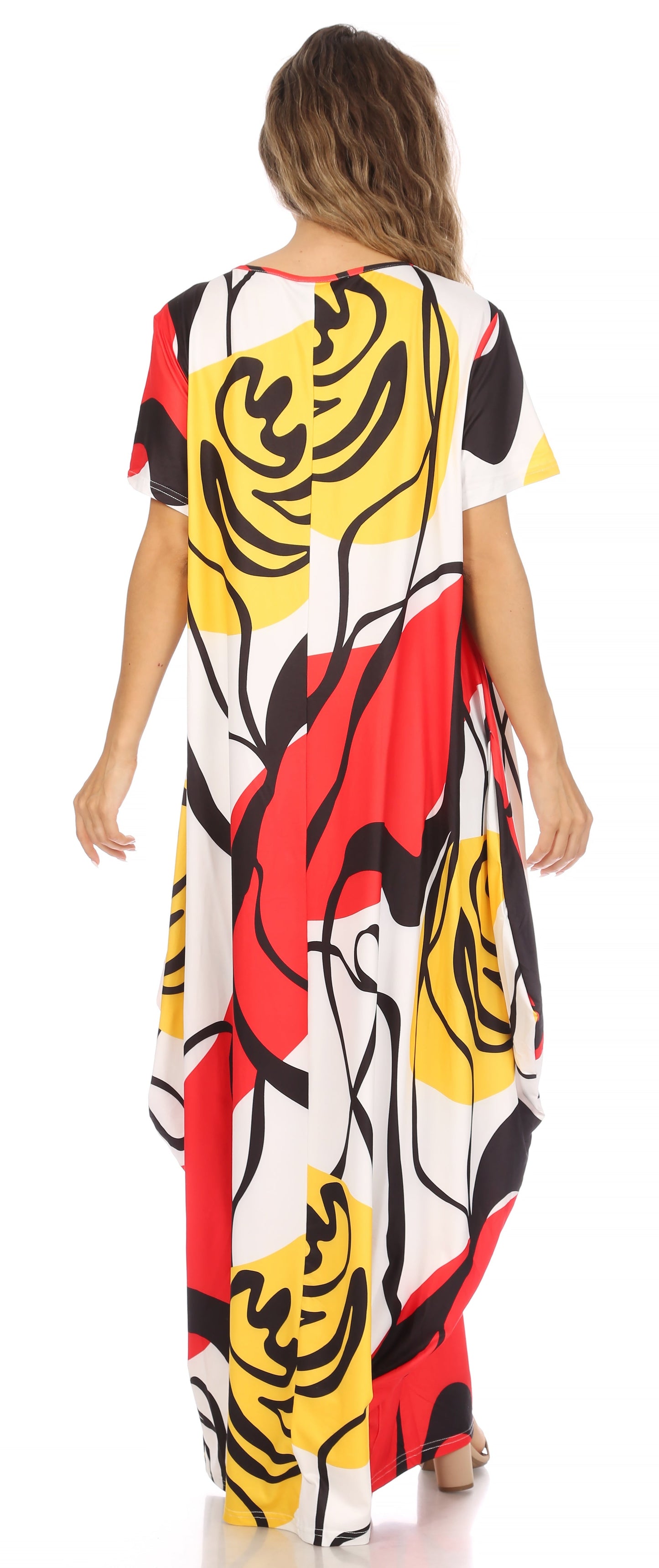 Sakkas Abeni Women's Short Sleeve Casual Print Long Maxi Cover-up Caftan Dress - Concordia Style Boutique