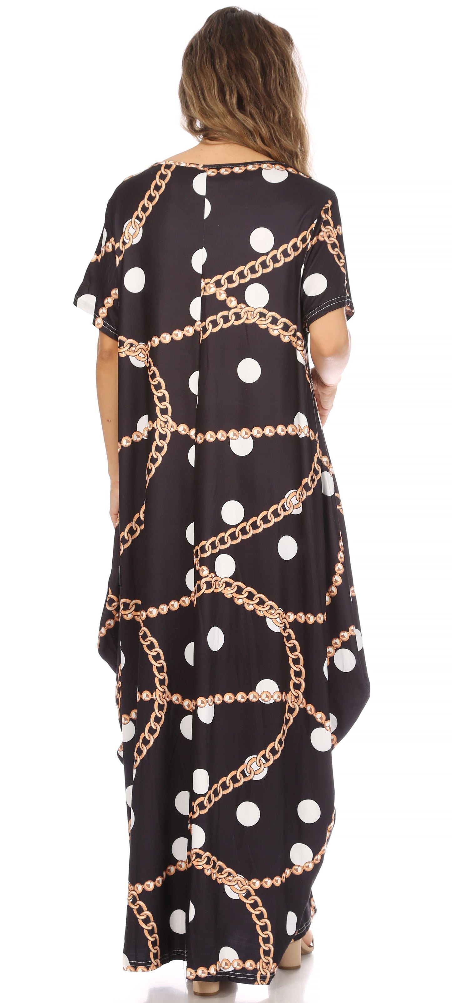 Sakkas Abeni Women's Short Sleeve Casual Print Long Maxi Cover-up Caftan Dress - Concordia Style Boutique