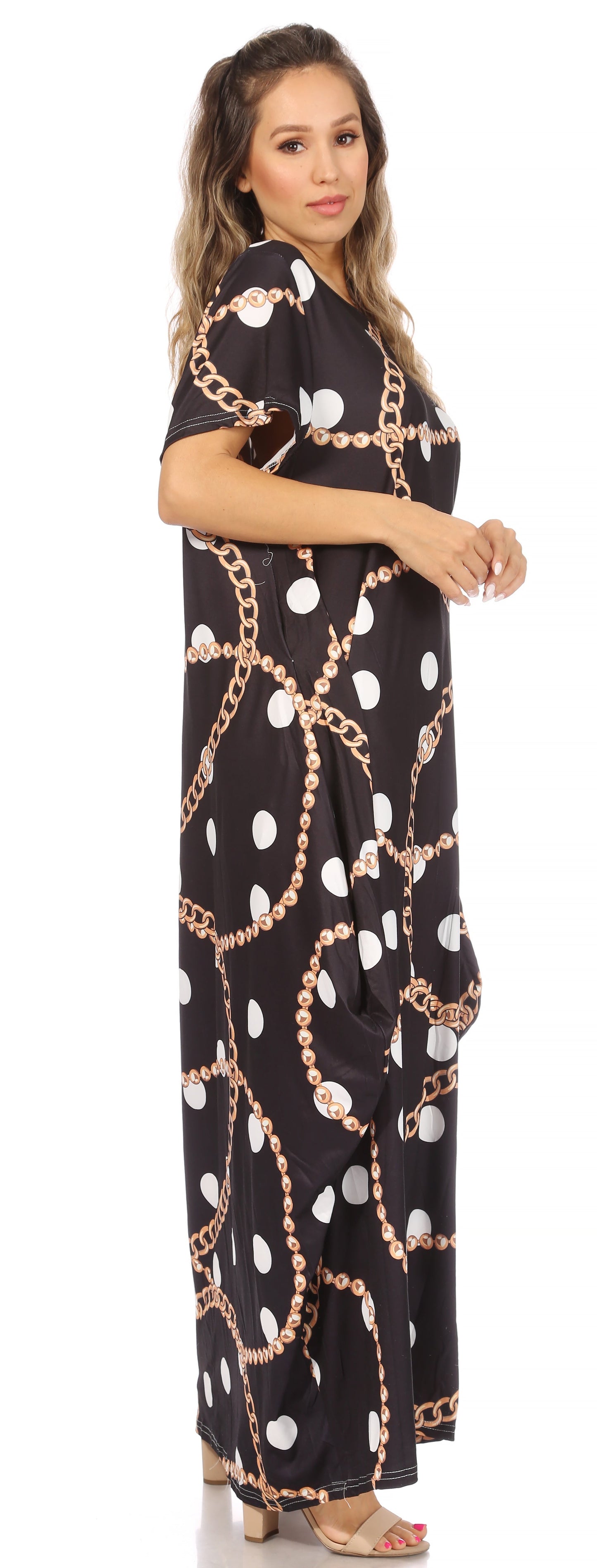 Sakkas Abeni Women's Short Sleeve Casual Print Long Maxi Cover-up Caftan Dress - Concordia Style Boutique