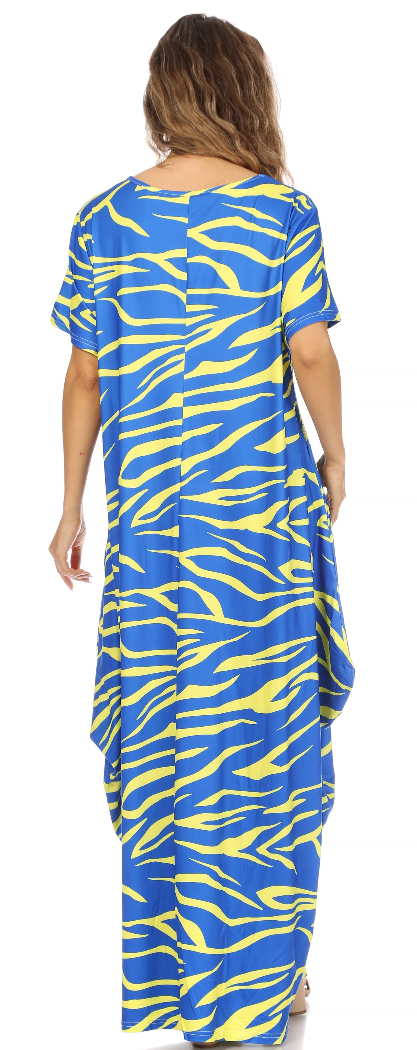 Sakkas Abeni Women's Short Sleeve Casual Print Long Maxi Cover-up Caftan Dress - Concordia Style Boutique