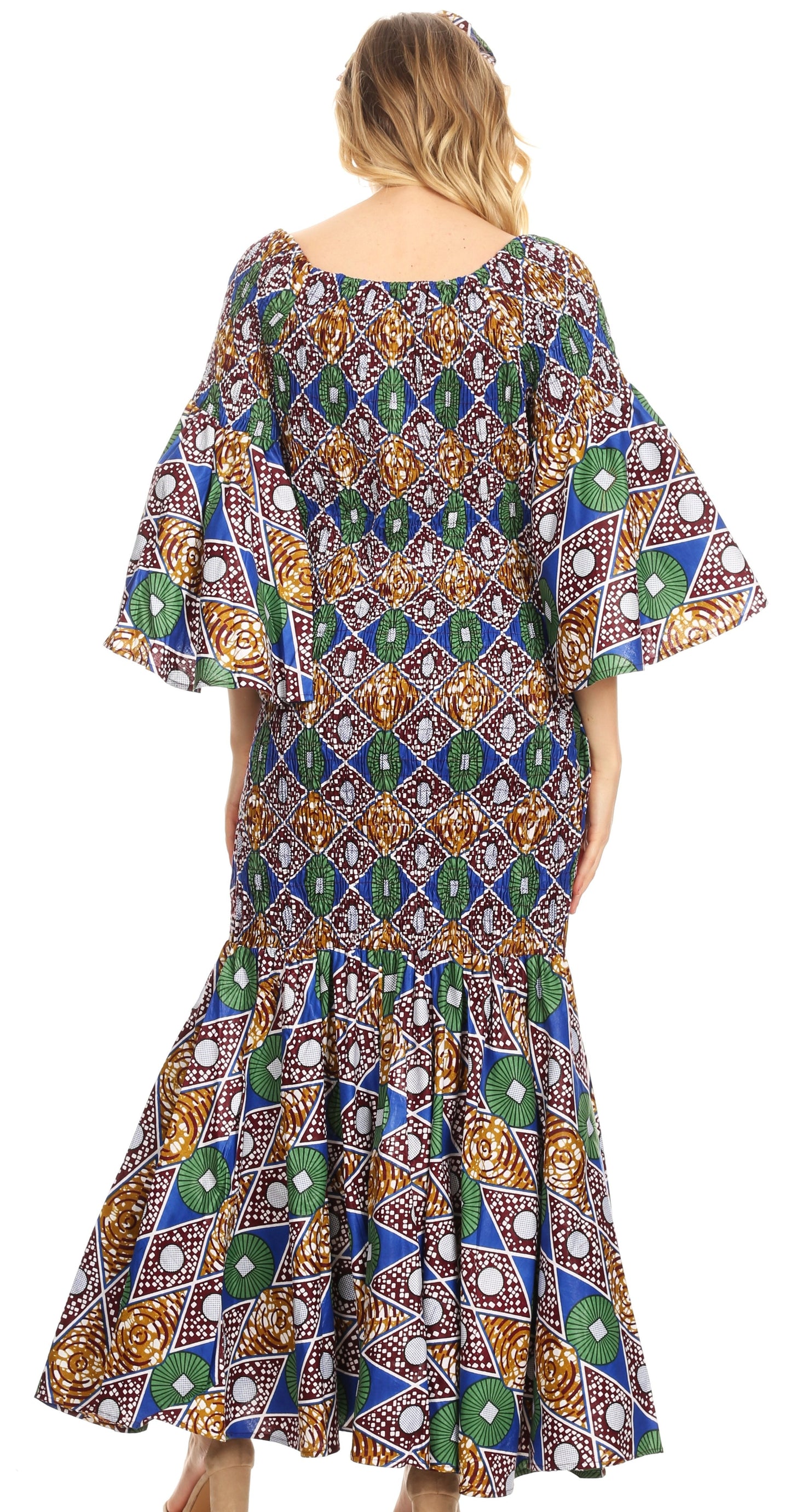 Sakkas Zarah Women's African Ankara Body-con Off shoulder Mermaid Pocket Dress - Concordia Style Boutique