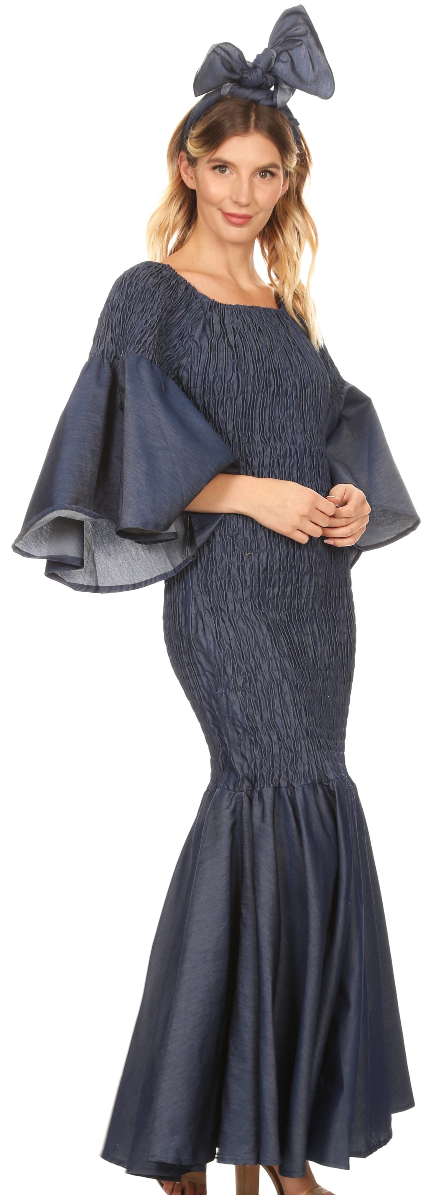 Sakkas Zarah Women's African Ankara Body-con Off shoulder Mermaid Pocket Dress - Concordia Style Boutique