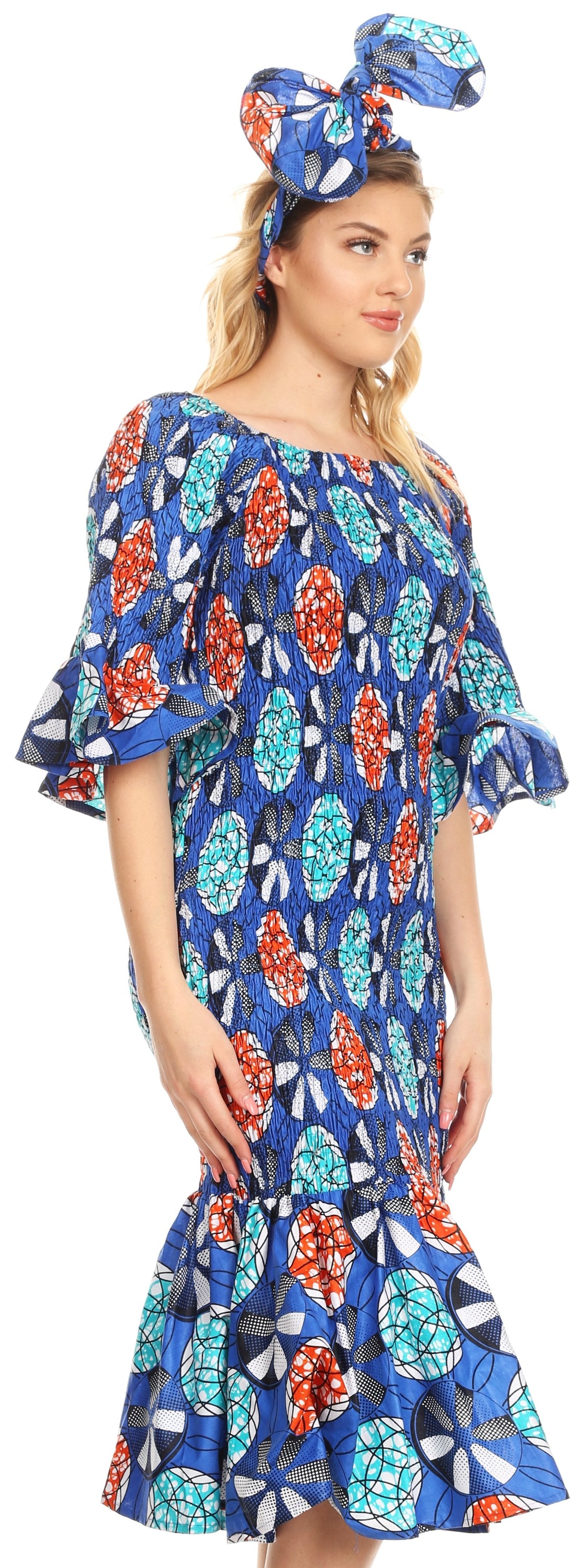 Sakkas Zarah Women's African Ankara Body-con Off shoulder Mermaid Pocket Dress - Concordia Style Boutique