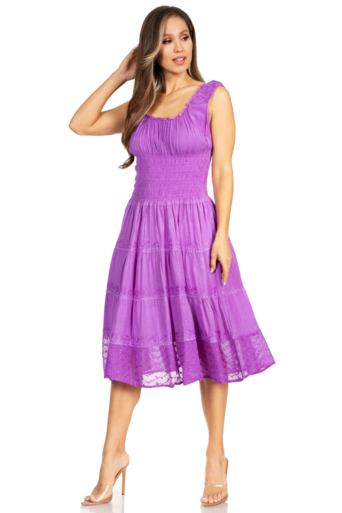 Sakkas Spring Maiden Ombre Peasant Dress - Concordia Style Boutique