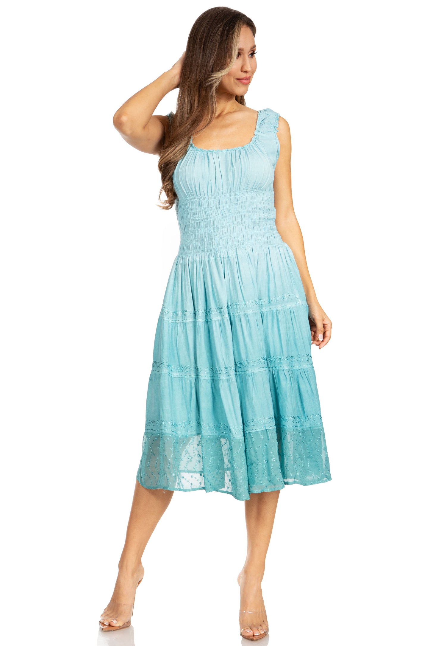 Sakkas Spring Maiden Ombre Peasant Dress - Concordia Style Boutique