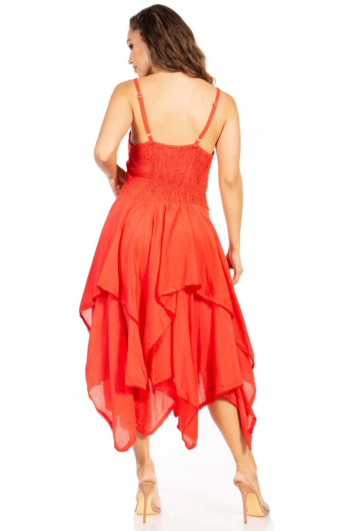 Sakkas Lady Mary Jacquard Corset Style Bodice Lightweight Handkerchief Hem Dress - Concordia Style Boutique