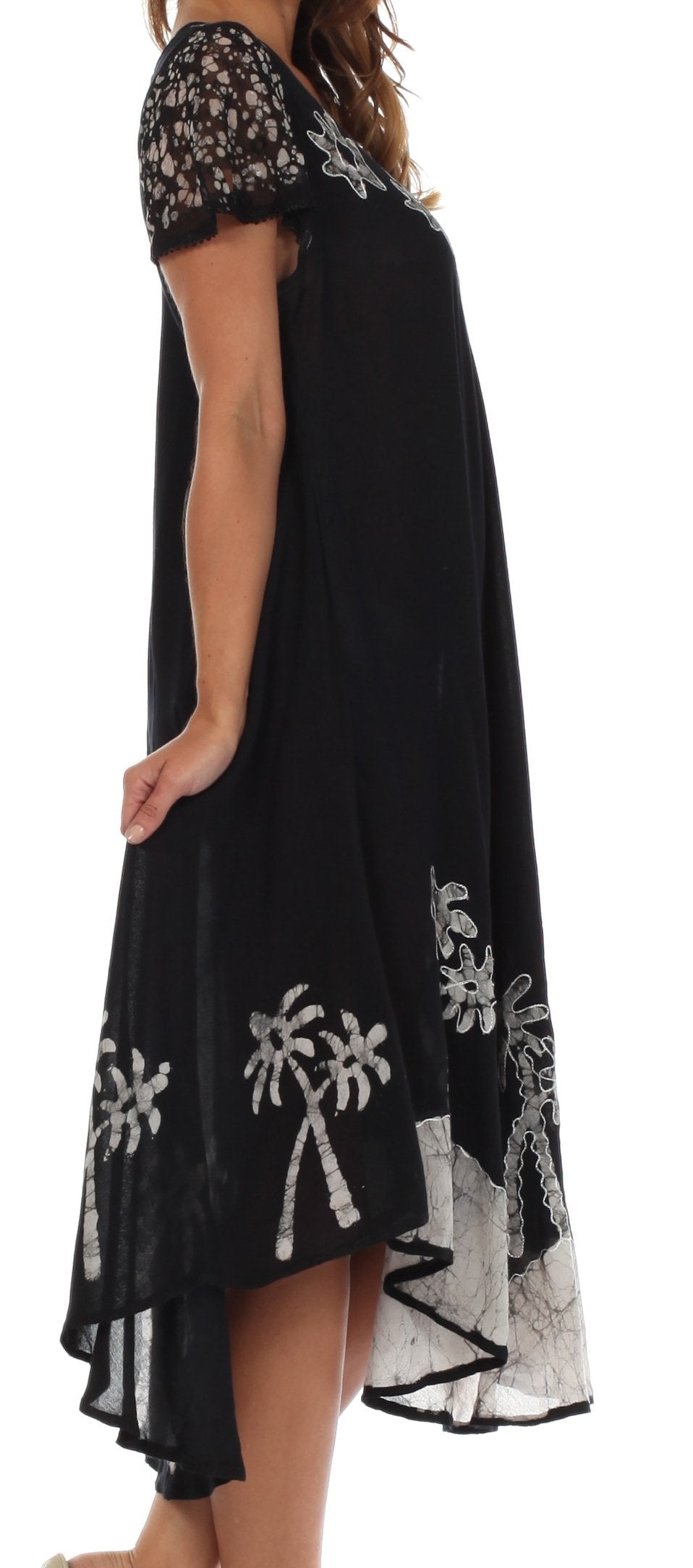 Sakkas Batik Palm Tree Cap Sleeve Caftan Dress / Cover Up - Concordia Style Boutique