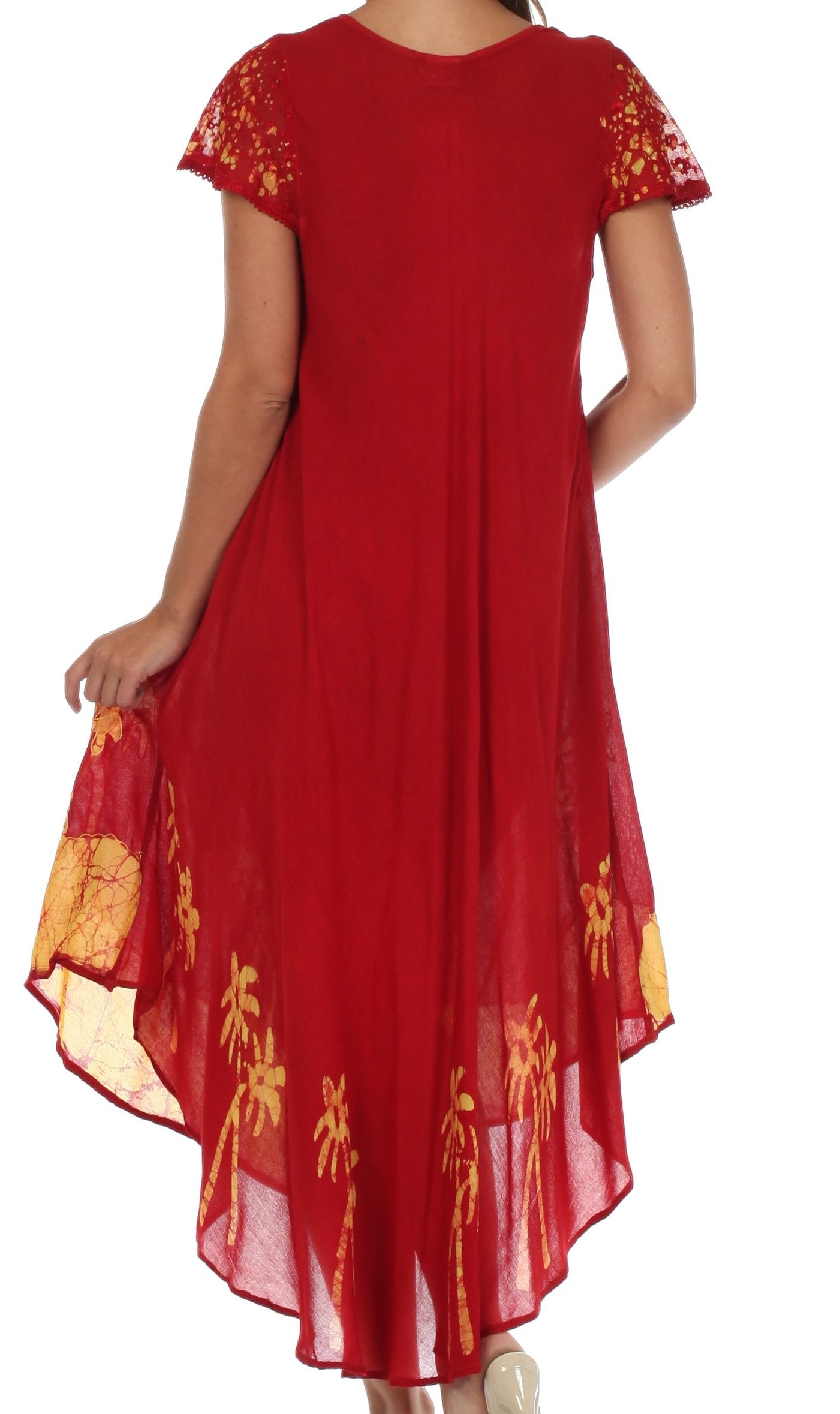 Sakkas Batik Palm Tree Cap Sleeve Caftan Dress / Cover Up - Concordia Style Boutique