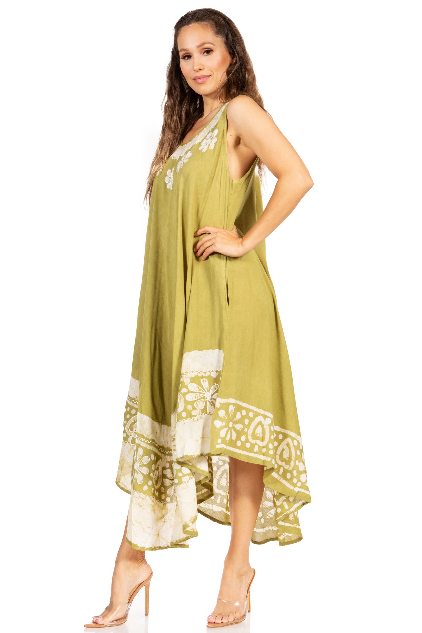 Sakkas Batik Flower Caftan Tank Dress / Cover Up - Concordia Style Boutique