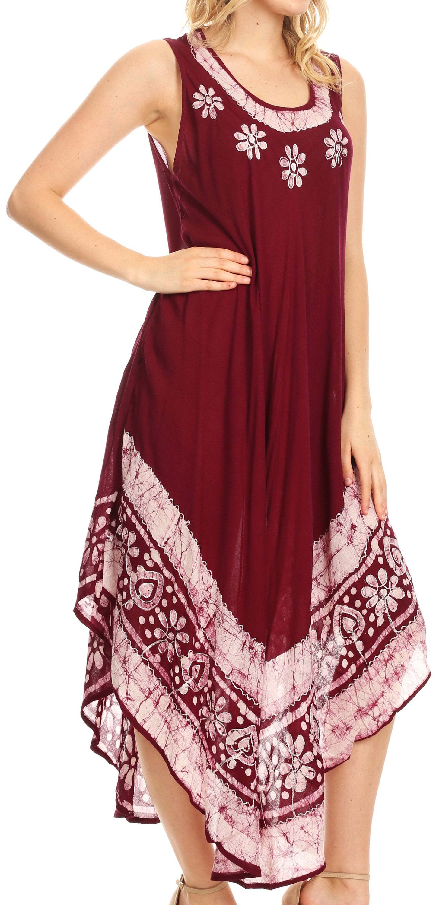 Sakkas Batik Flower Caftan Tank Dress / Cover Up - Concordia Style Boutique