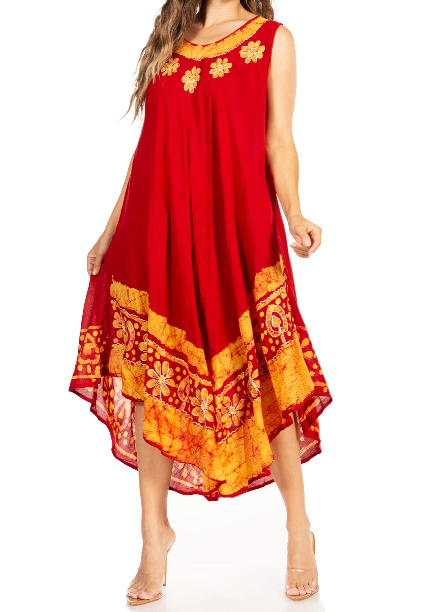 Sakkas Batik Flower Caftan Tank Dress / Cover Up - Concordia Style Boutique