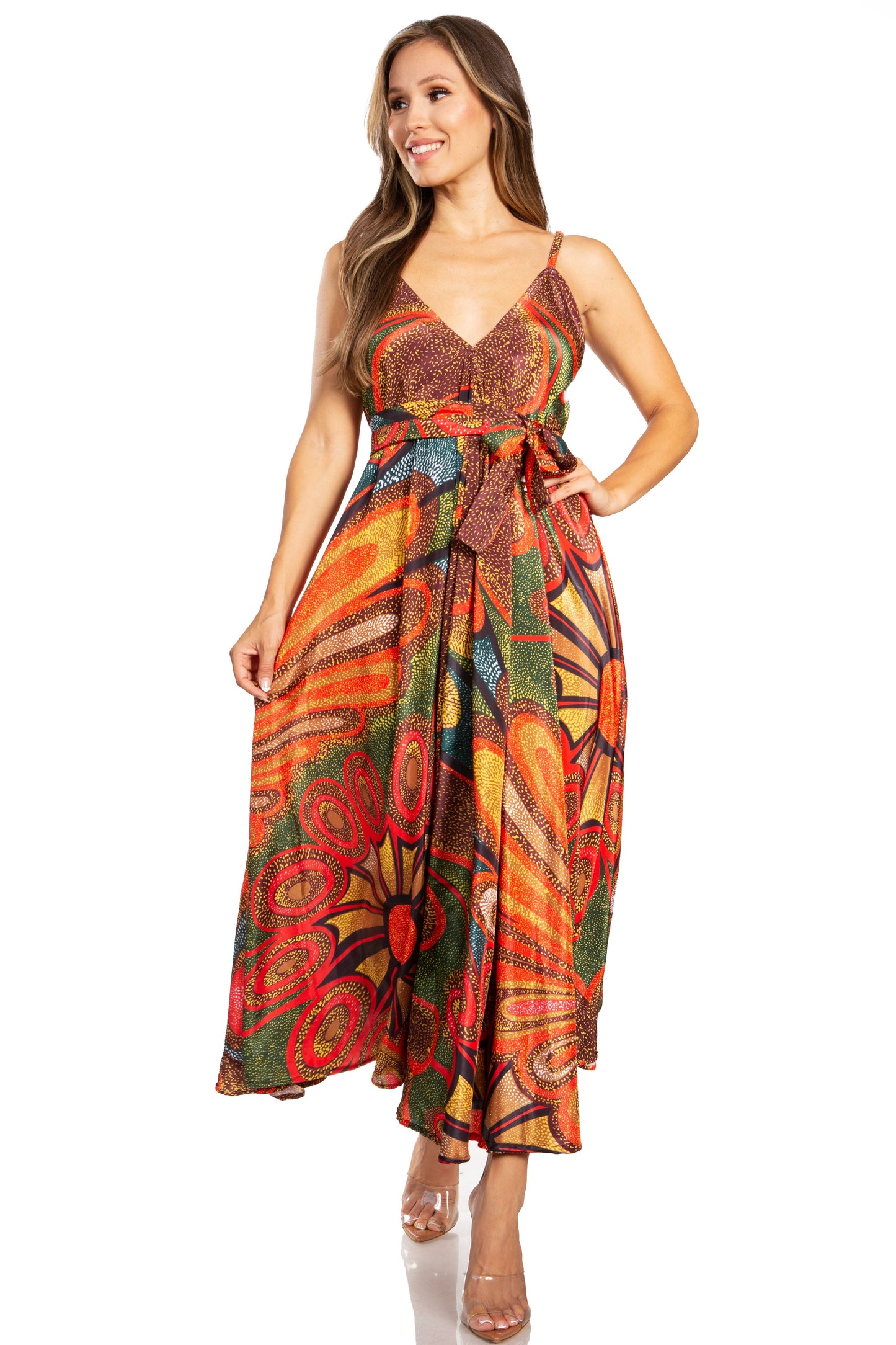 Sakkas Niza Women's Maxi Summer Casual Sleeveless Floral V neck Loose Long Dress - Concordia Style Boutique