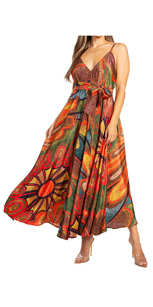 Sakkas Niza Women's Maxi Summer Casual Sleeveless Floral V neck Loose Long Dress - Concordia Style Boutique