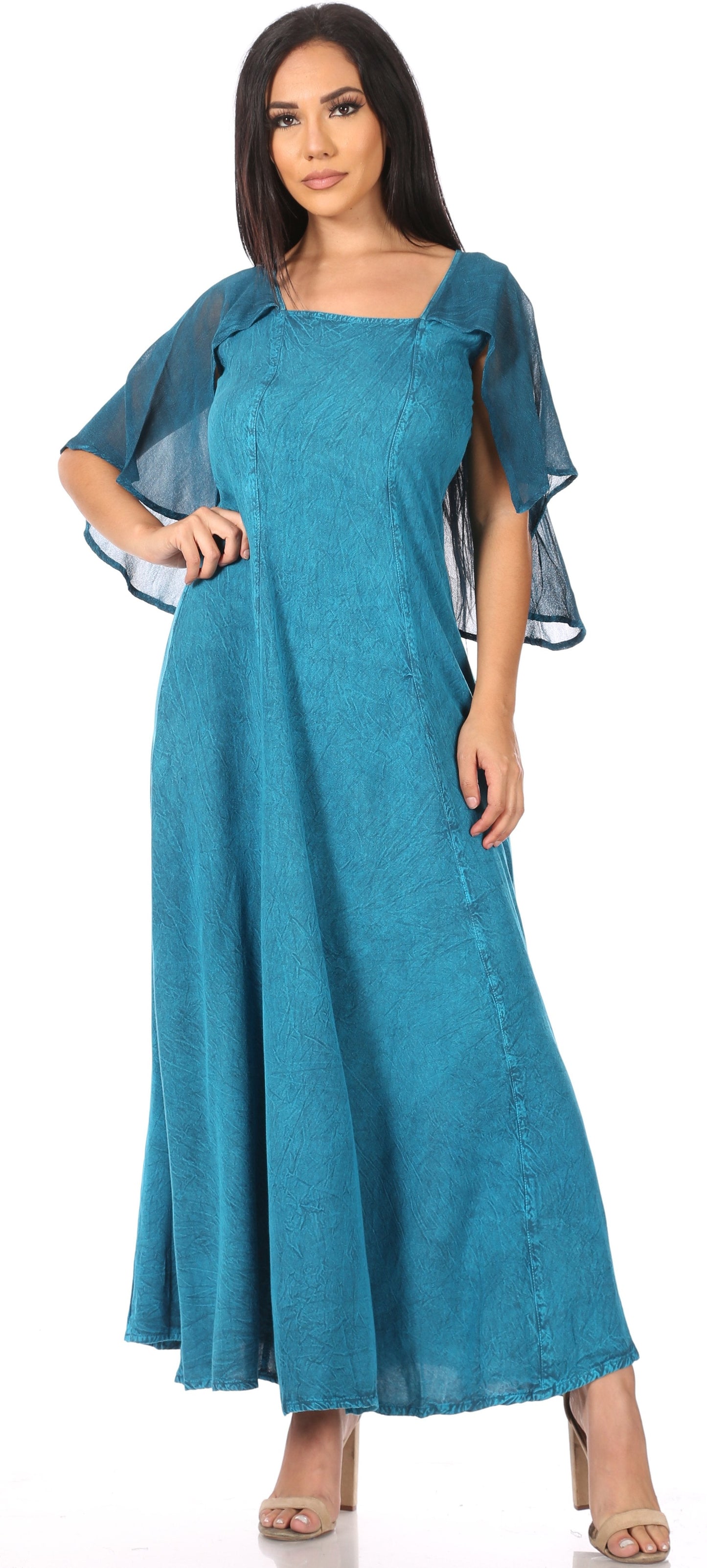 Sakkas Niam Women's Maxi Capelet Long Dress Celtic Medieval Renaissance Adjustable - Concordia Style Boutique