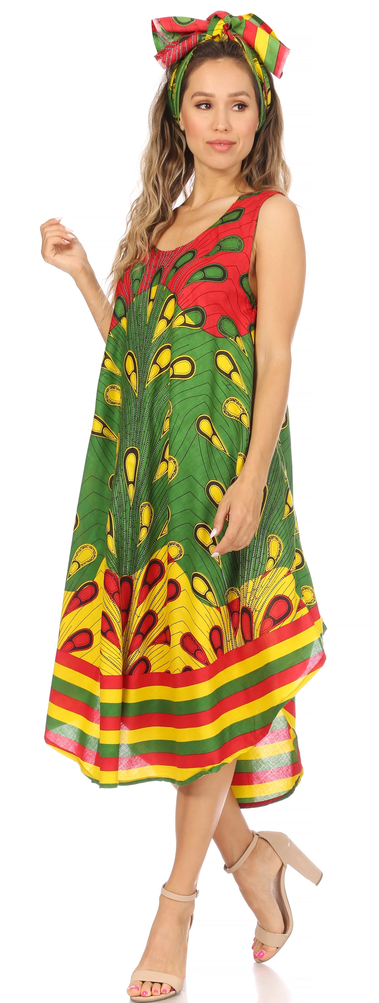 Sakkas Urbi Women's Casual African Print Beach Sleeveless Cover-up Caftan Dress - Concordia Style Boutique