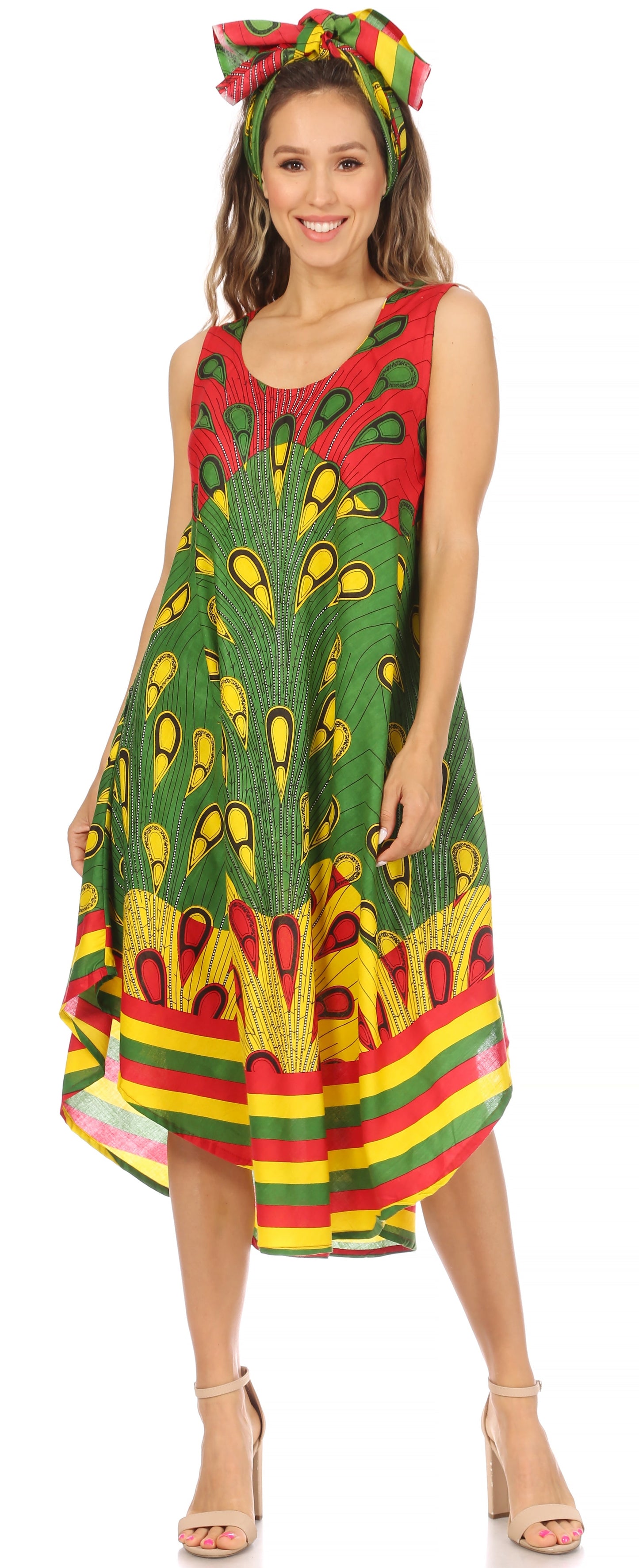 Sakkas Urbi Women's Casual African Print Beach Sleeveless Cover-up Caftan Dress - Concordia Style Boutique