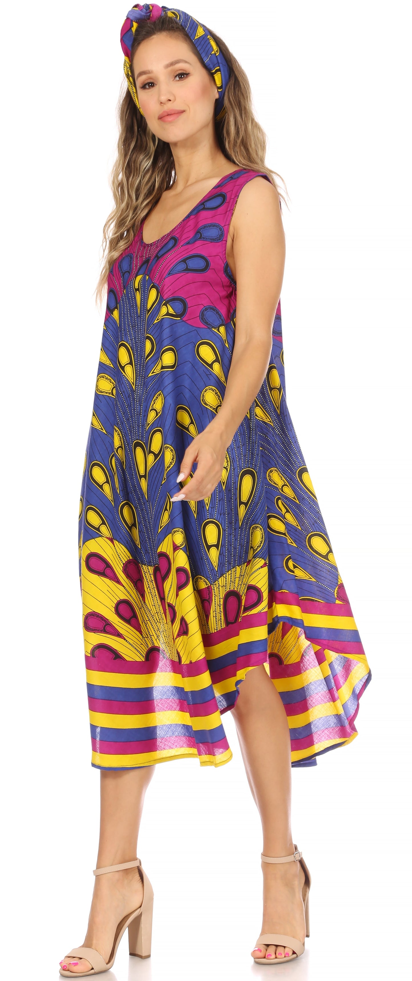 Sakkas Urbi Women's Casual African Print Beach Sleeveless Cover-up Caftan Dress - Concordia Style Boutique