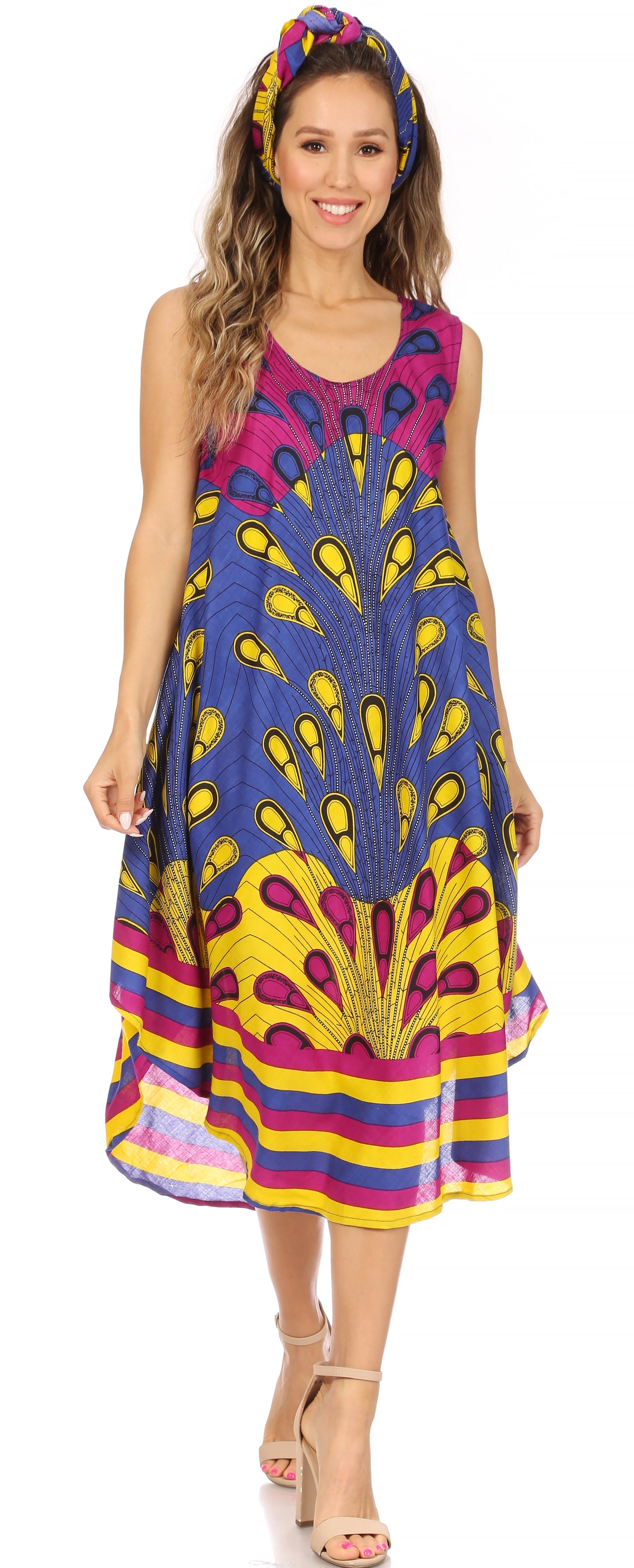 Sakkas Urbi Women's Casual African Print Beach Sleeveless Cover-up Caftan Dress - Concordia Style Boutique