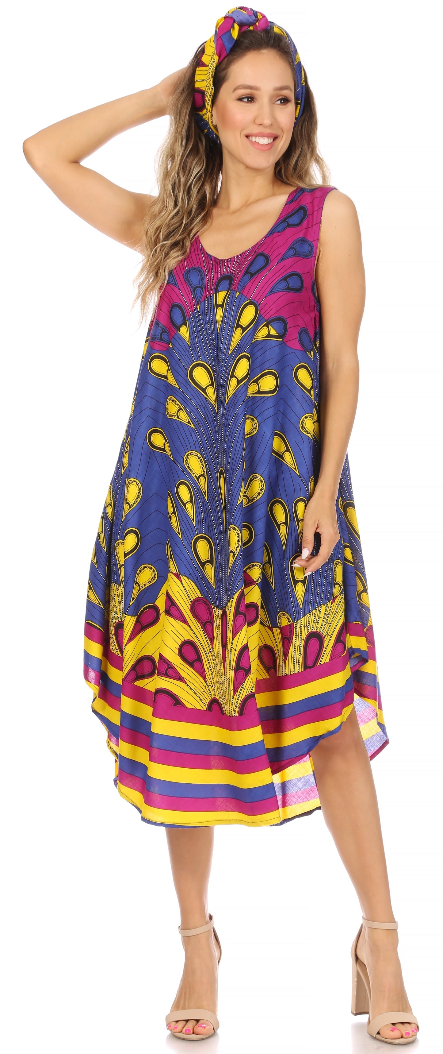 Sakkas Urbi Women's Casual African Print Beach Sleeveless Cover-up Caftan Dress - Concordia Style Boutique