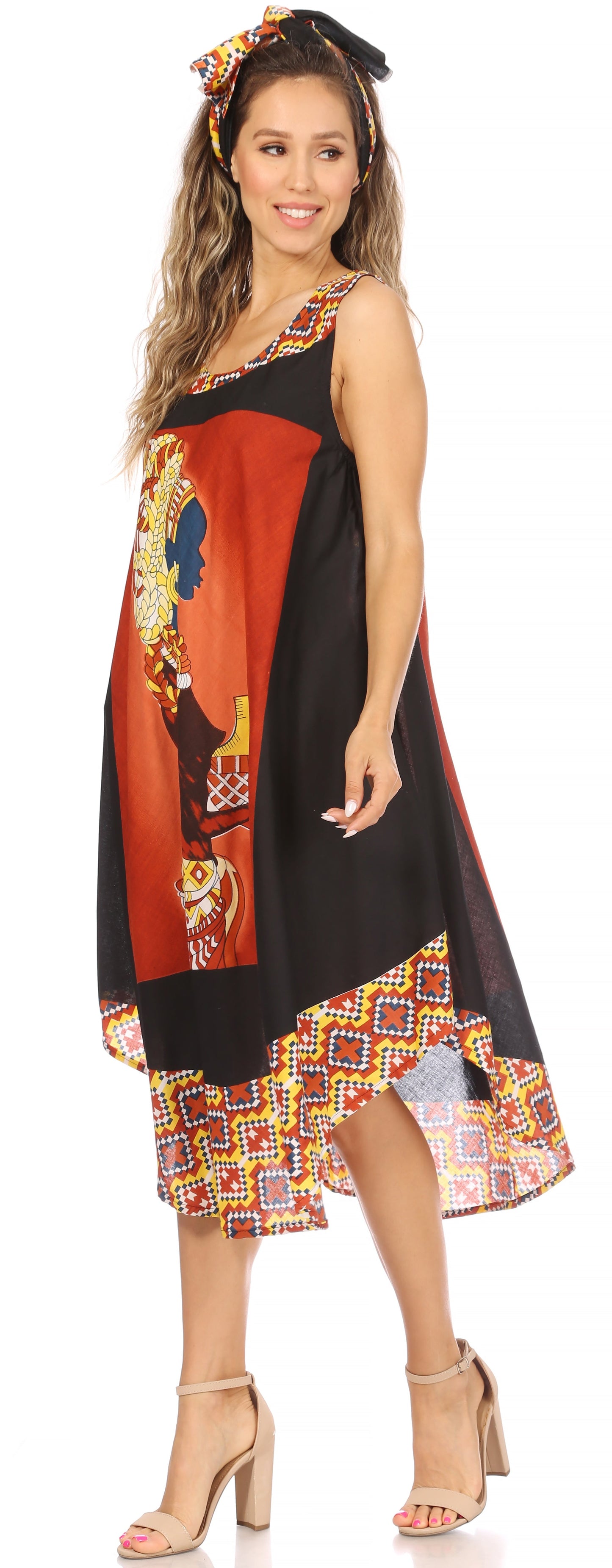 Sakkas Urbi Women's Casual African Print Beach Sleeveless Cover-up Caftan Dress - Concordia Style Boutique