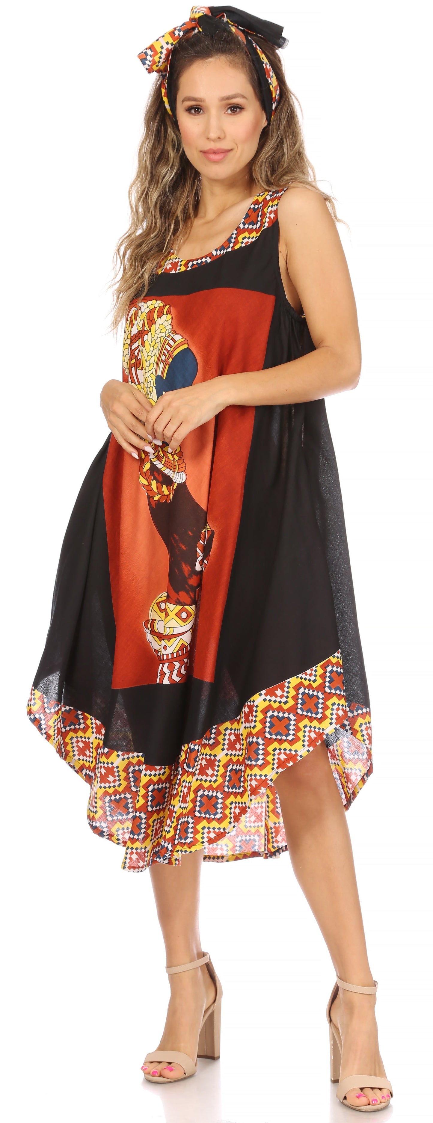 Sakkas Urbi Women's Casual African Print Beach Sleeveless Cover-up Caftan Dress - Concordia Style Boutique