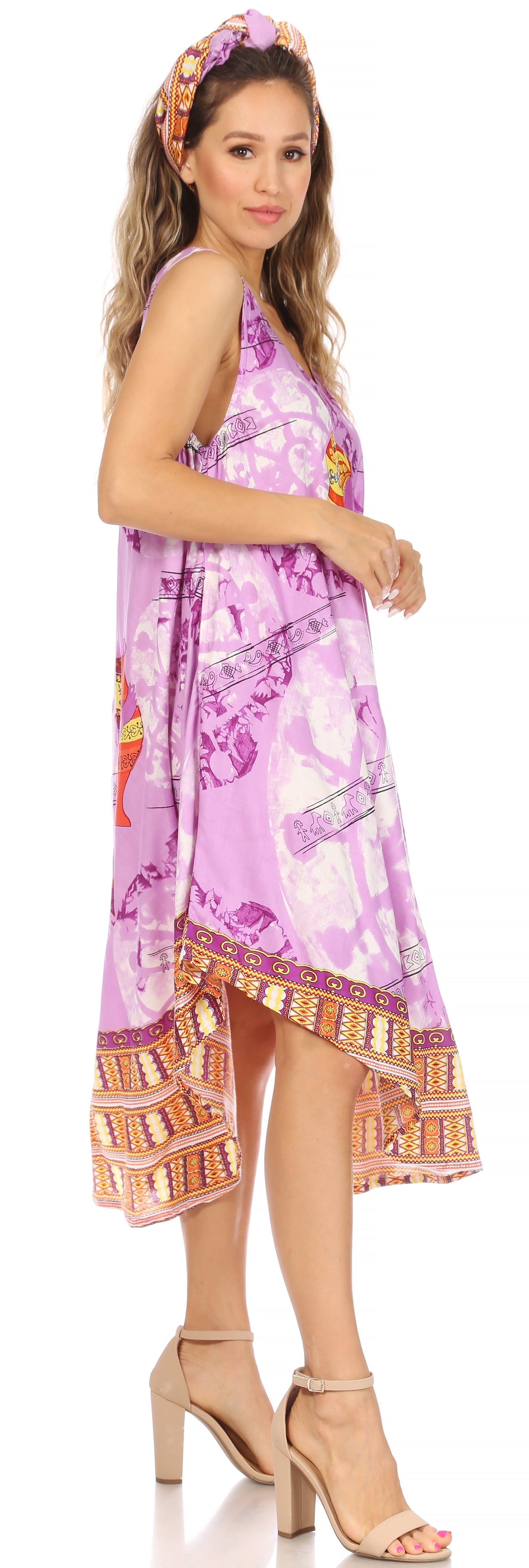 Sakkas Urbi Women's Casual African Print Beach Sleeveless Cover-up Caftan Dress - Concordia Style Boutique