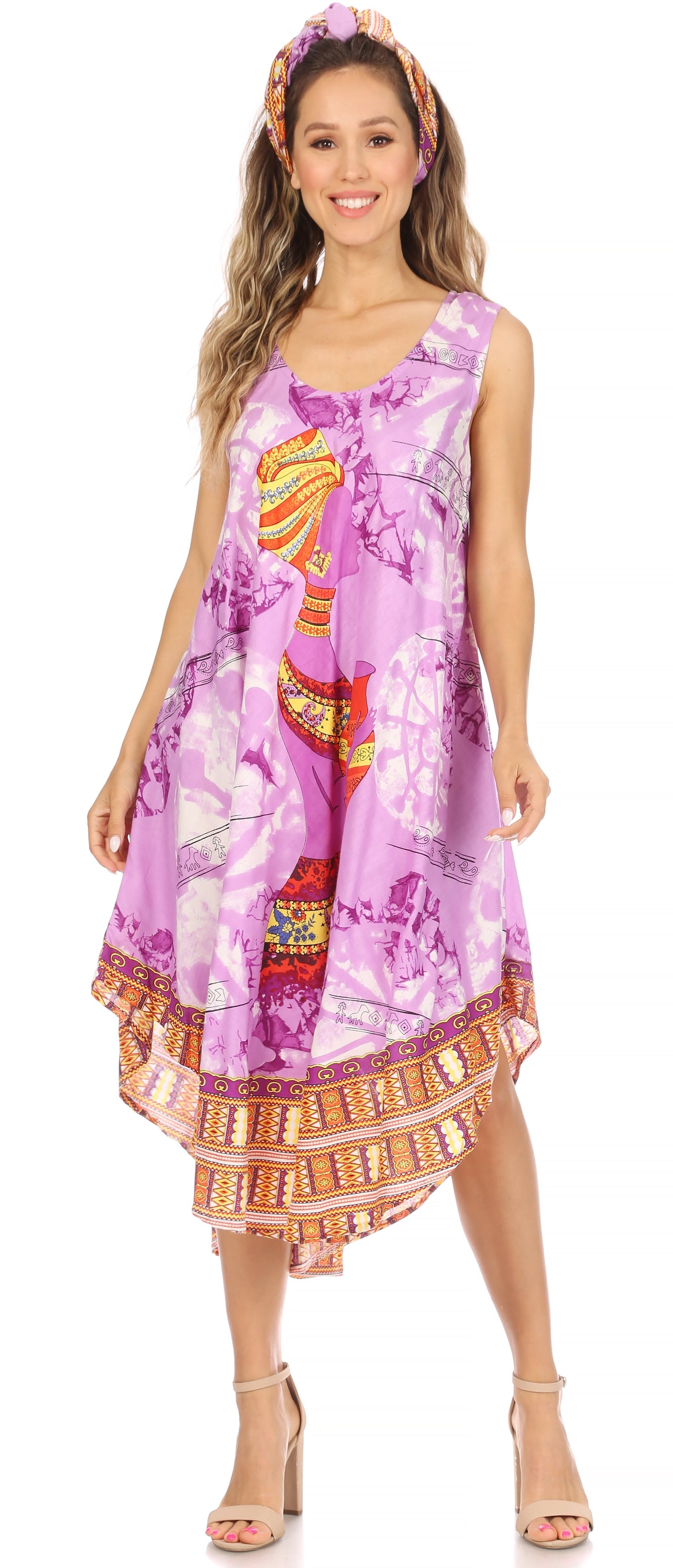 Sakkas Urbi Women's Casual African Print Beach Sleeveless Cover-up Caftan Dress - Concordia Style Boutique