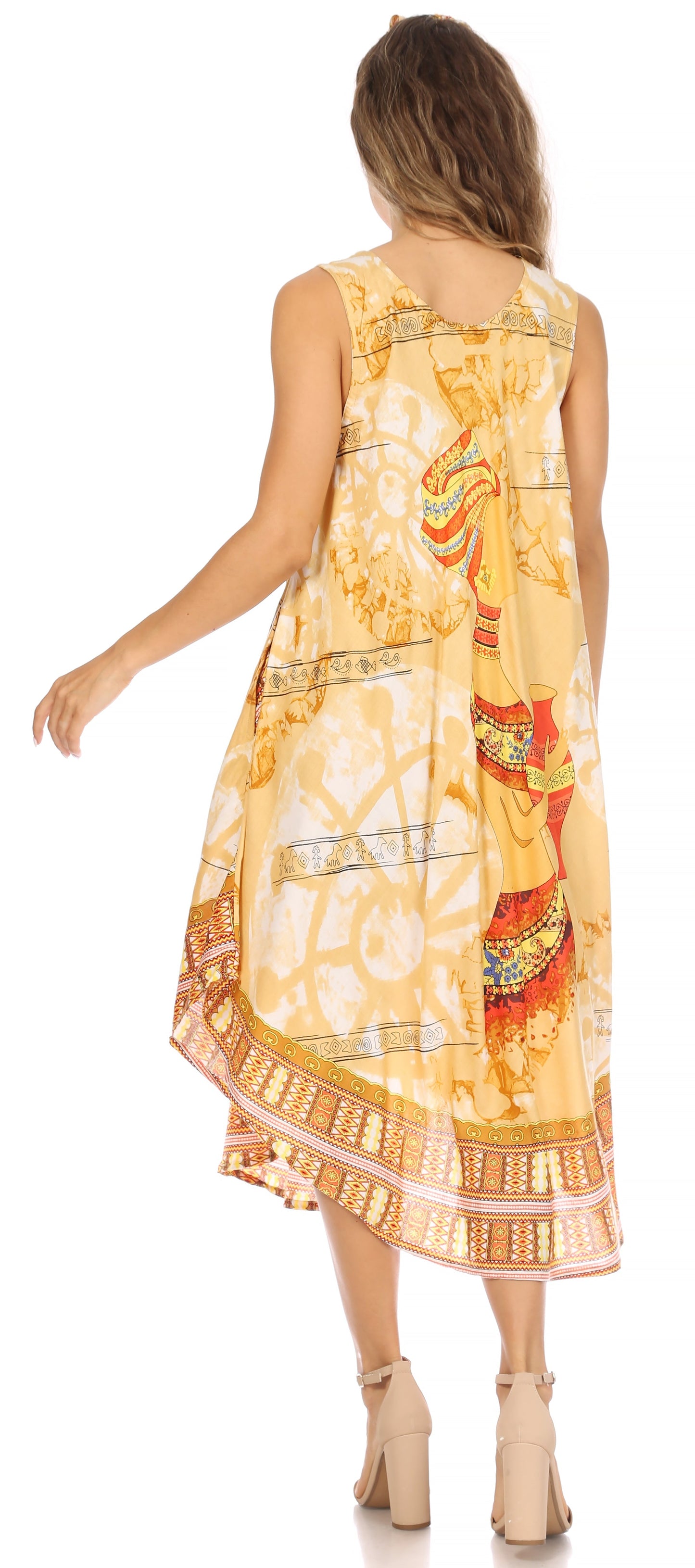 Sakkas Urbi Women's Casual African Print Beach Sleeveless Cover-up Caftan Dress - Concordia Style Boutique