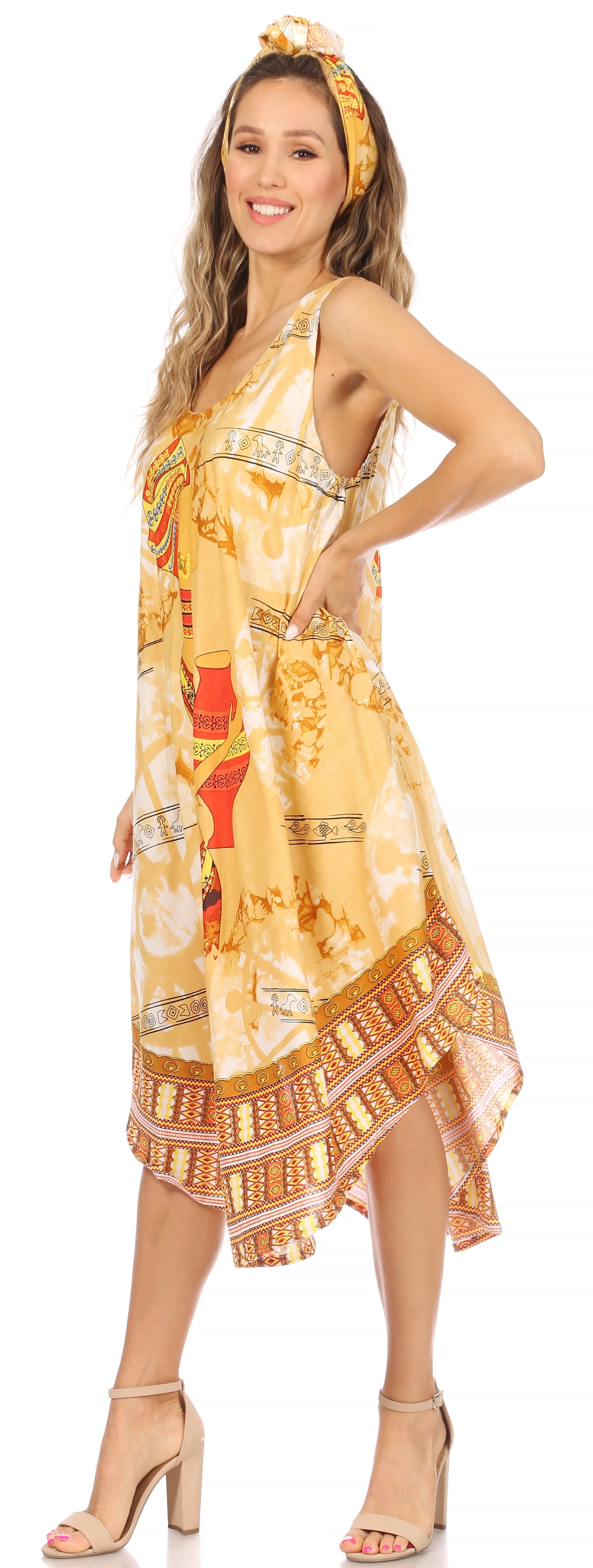 Sakkas Urbi Women's Casual African Print Beach Sleeveless Cover-up Caftan Dress - Concordia Style Boutique