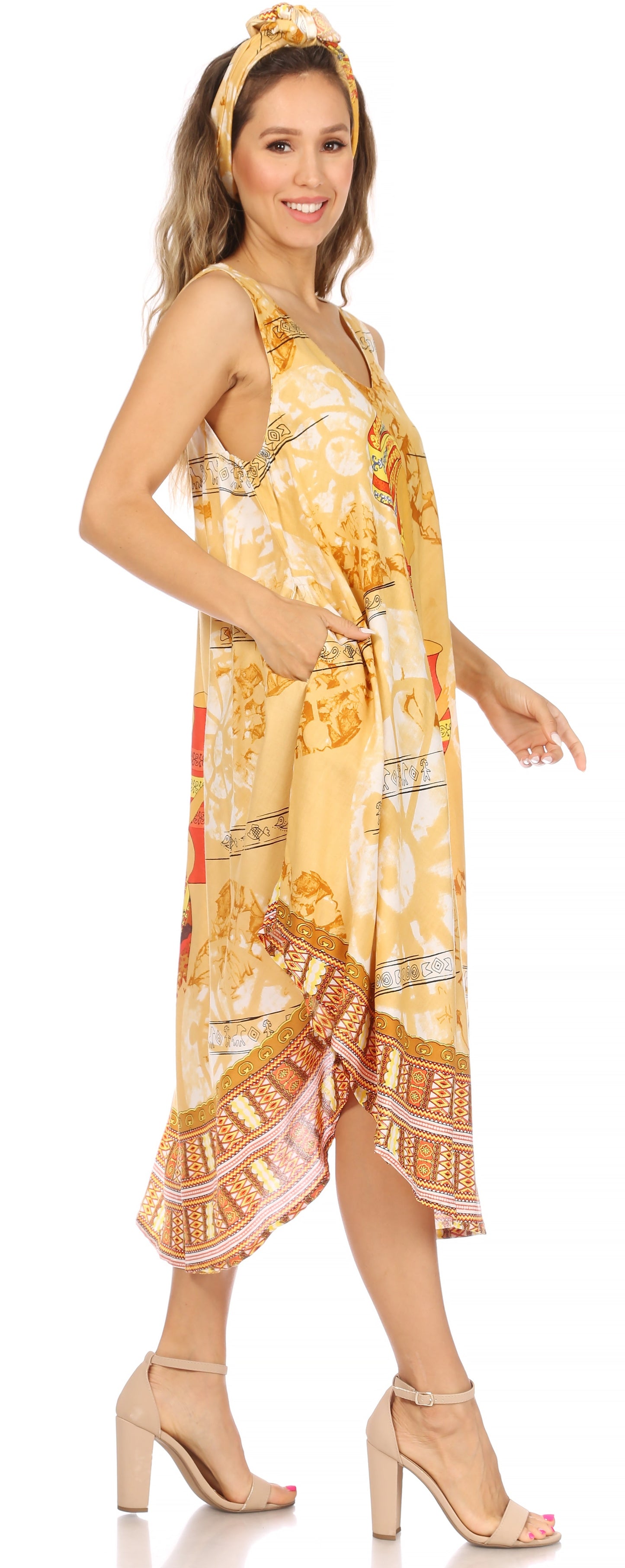 Sakkas Urbi Women's Casual African Print Beach Sleeveless Cover-up Caftan Dress - Concordia Style Boutique