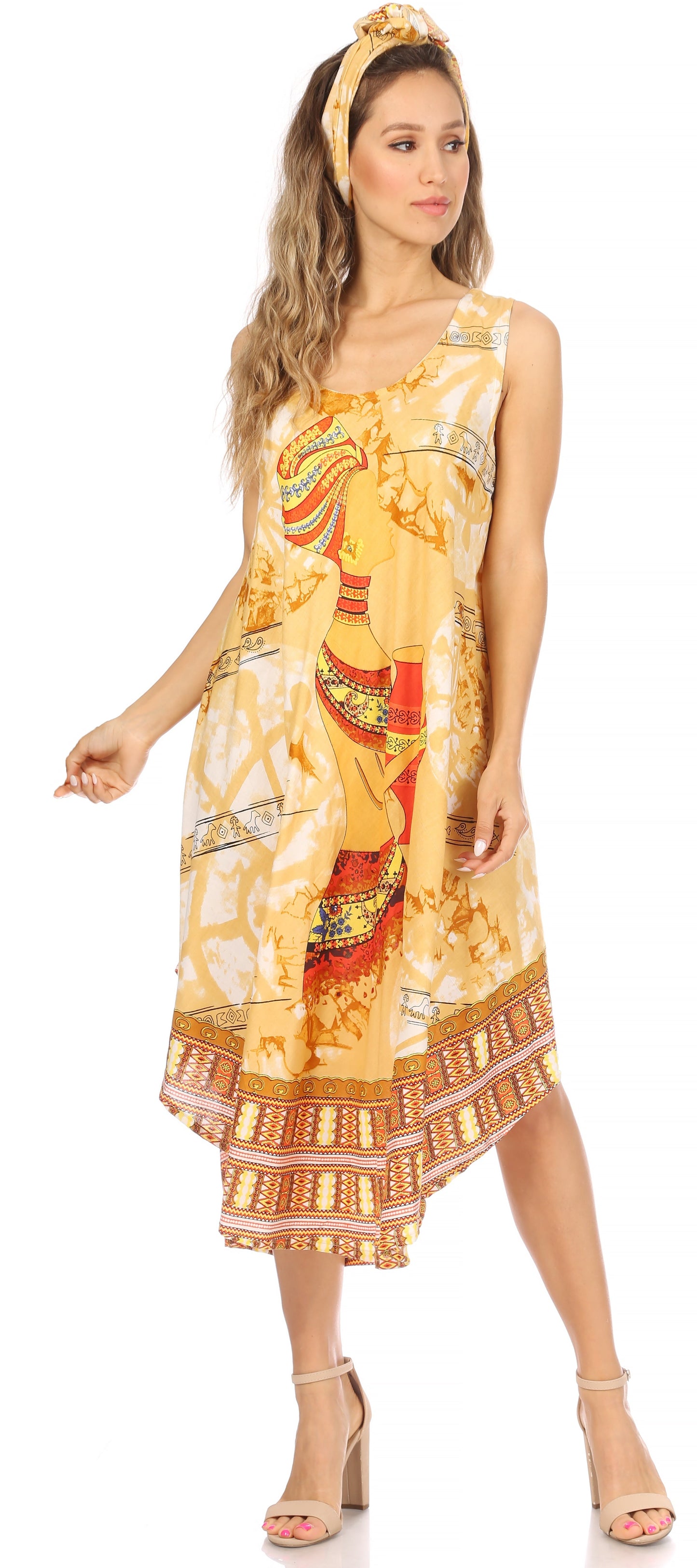 Sakkas Urbi Women's Casual African Print Beach Sleeveless Cover-up Caftan Dress - Concordia Style Boutique