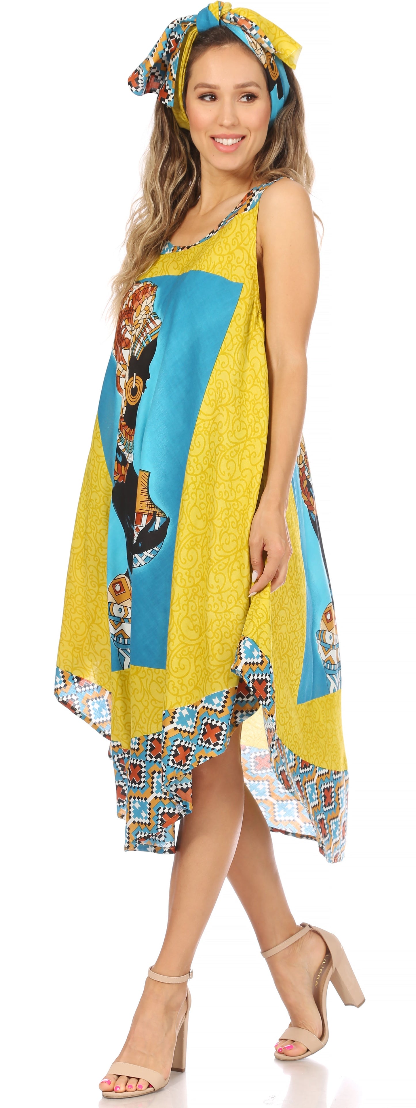 Sakkas Urbi Women's Casual African Print Beach Sleeveless Cover-up Caftan Dress - Concordia Style Boutique