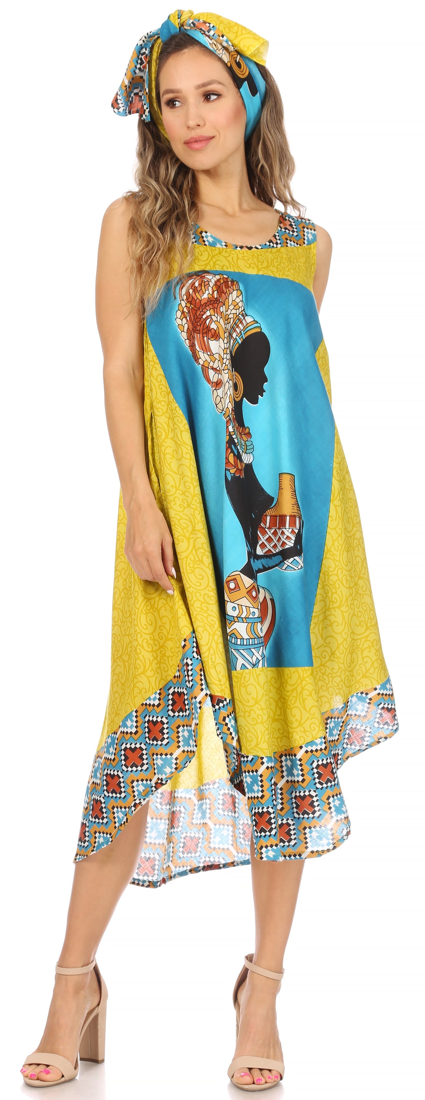 Sakkas Urbi Women's Casual African Print Beach Sleeveless Cover-up Caftan Dress - Concordia Style Boutique