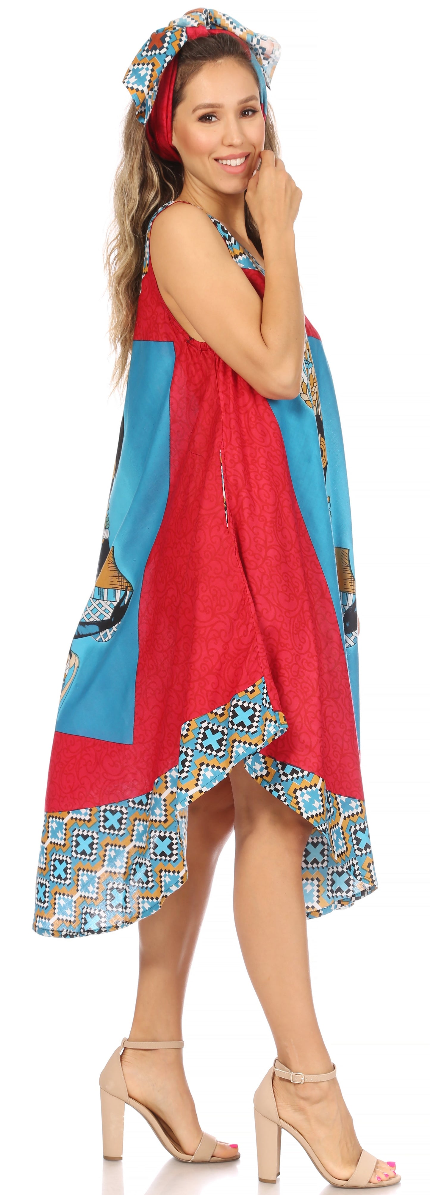 Sakkas Urbi Women's Casual African Print Beach Sleeveless Cover-up Caftan Dress - Concordia Style Boutique