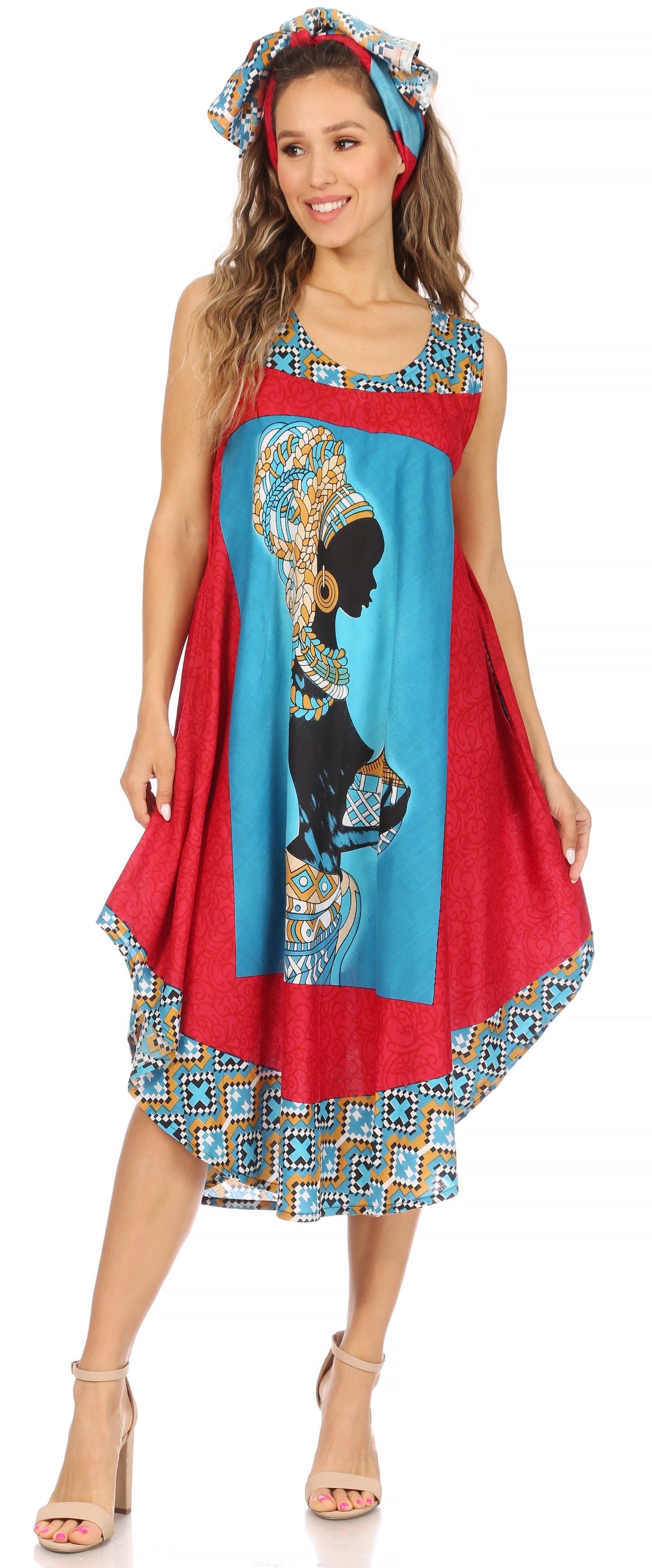 Sakkas Urbi Women's Casual African Print Beach Sleeveless Cover-up Caftan Dress - Concordia Style Boutique