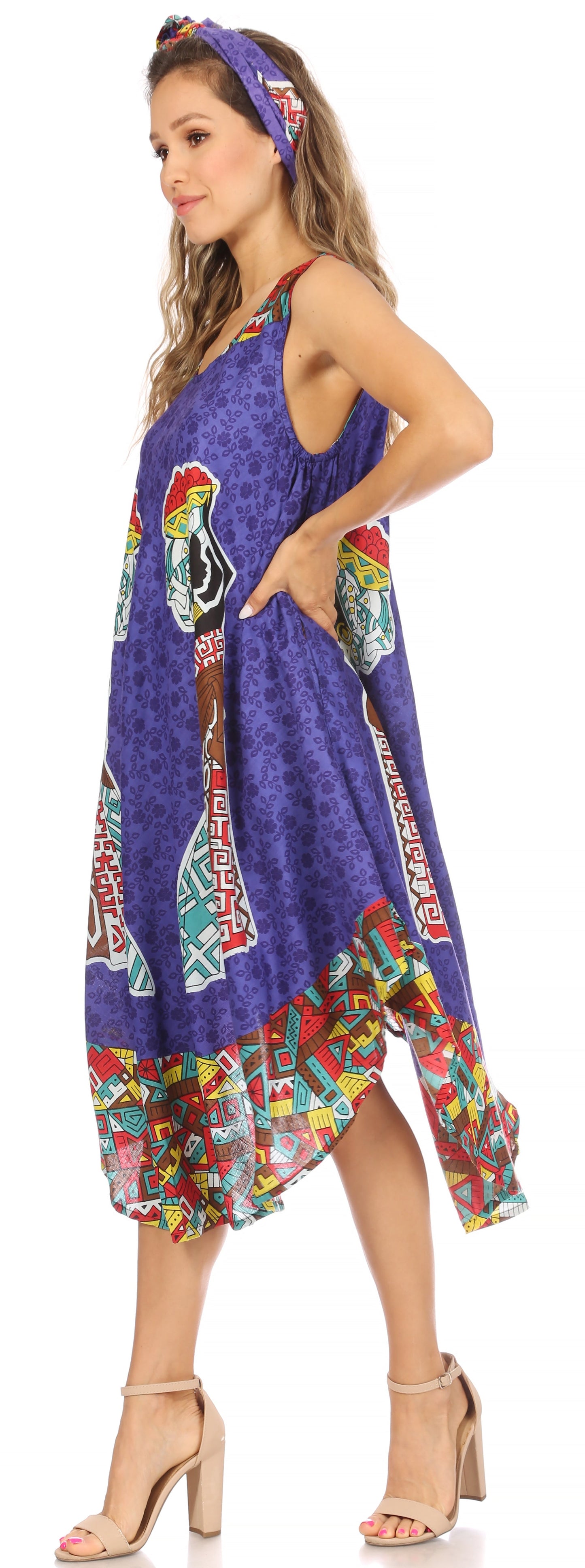 Sakkas Urbi Women's Casual African Print Beach Sleeveless Cover-up Caftan Dress - Concordia Style Boutique