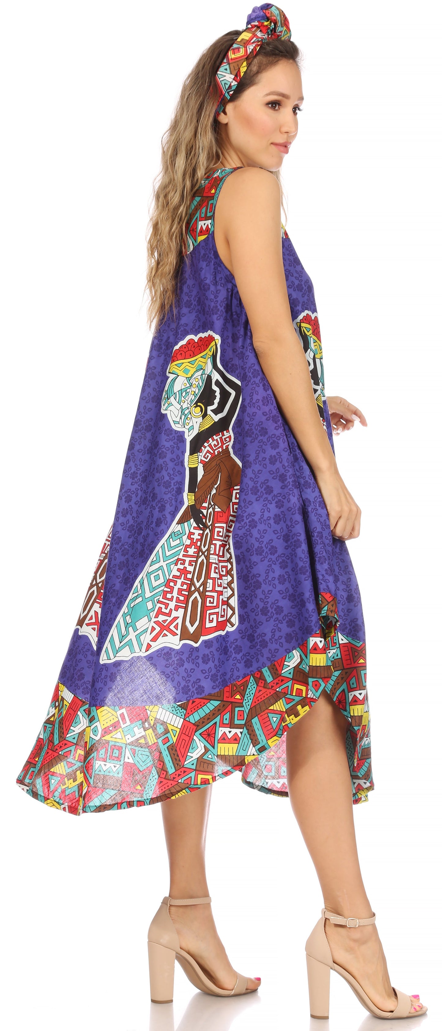Sakkas Urbi Women's Casual African Print Beach Sleeveless Cover-up Caftan Dress - Concordia Style Boutique