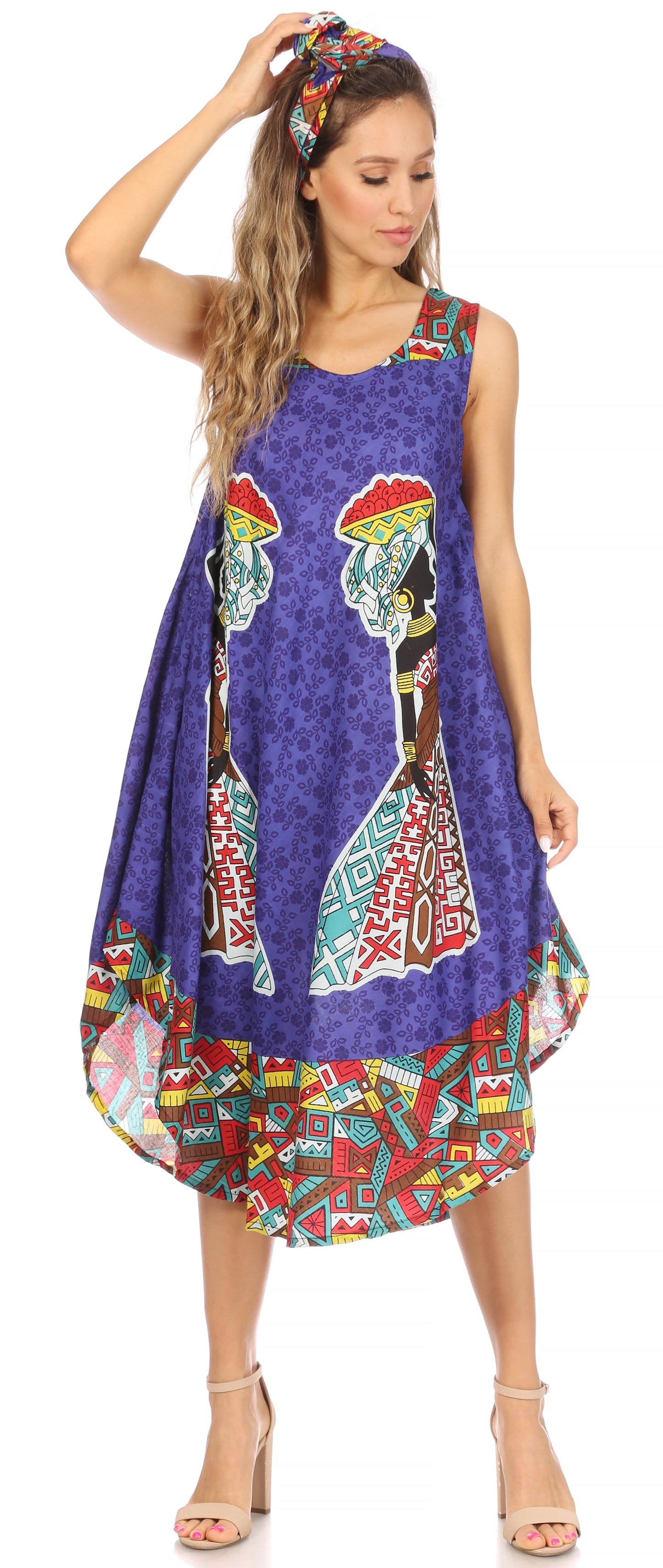 Sakkas Urbi Women's Casual African Print Beach Sleeveless Cover-up Caftan Dress - Concordia Style Boutique