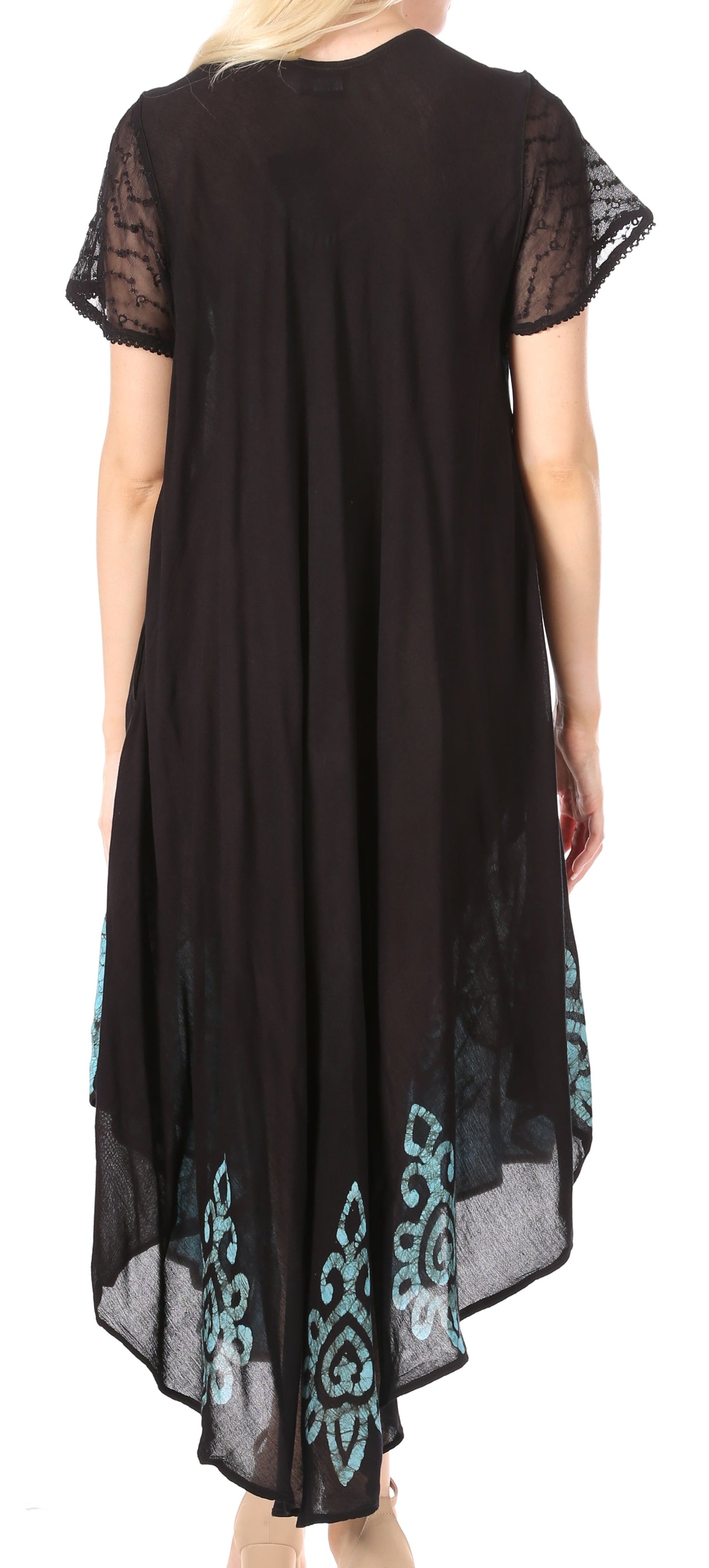 Sakkas Batik Hindi Cap Sleeve Caftan Dress / Cover Up - Concordia Style Boutique
