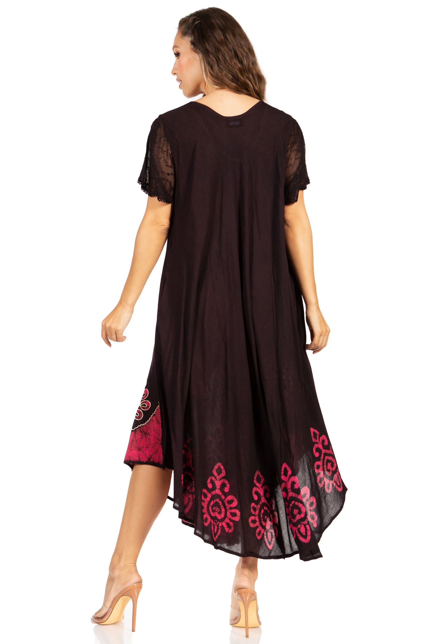 Sakkas Batik Hindi Cap Sleeve Caftan Dress / Cover Up - Concordia Style Boutique