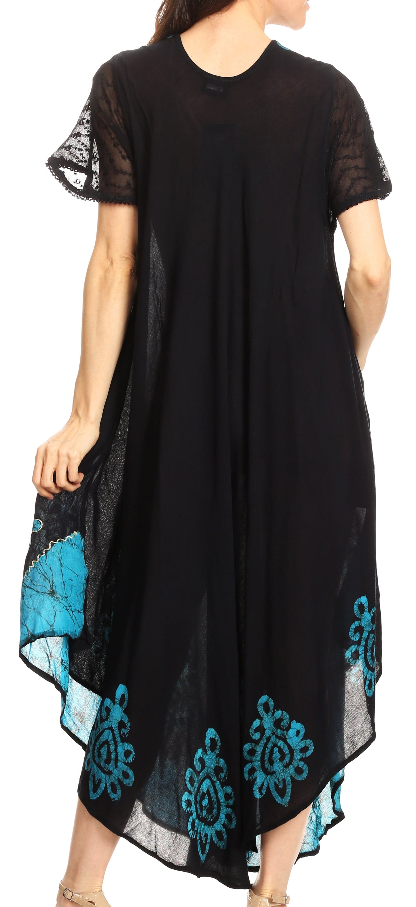 Sakkas Batik Hindi Cap Sleeve Caftan Dress / Cover Up - Concordia Style Boutique