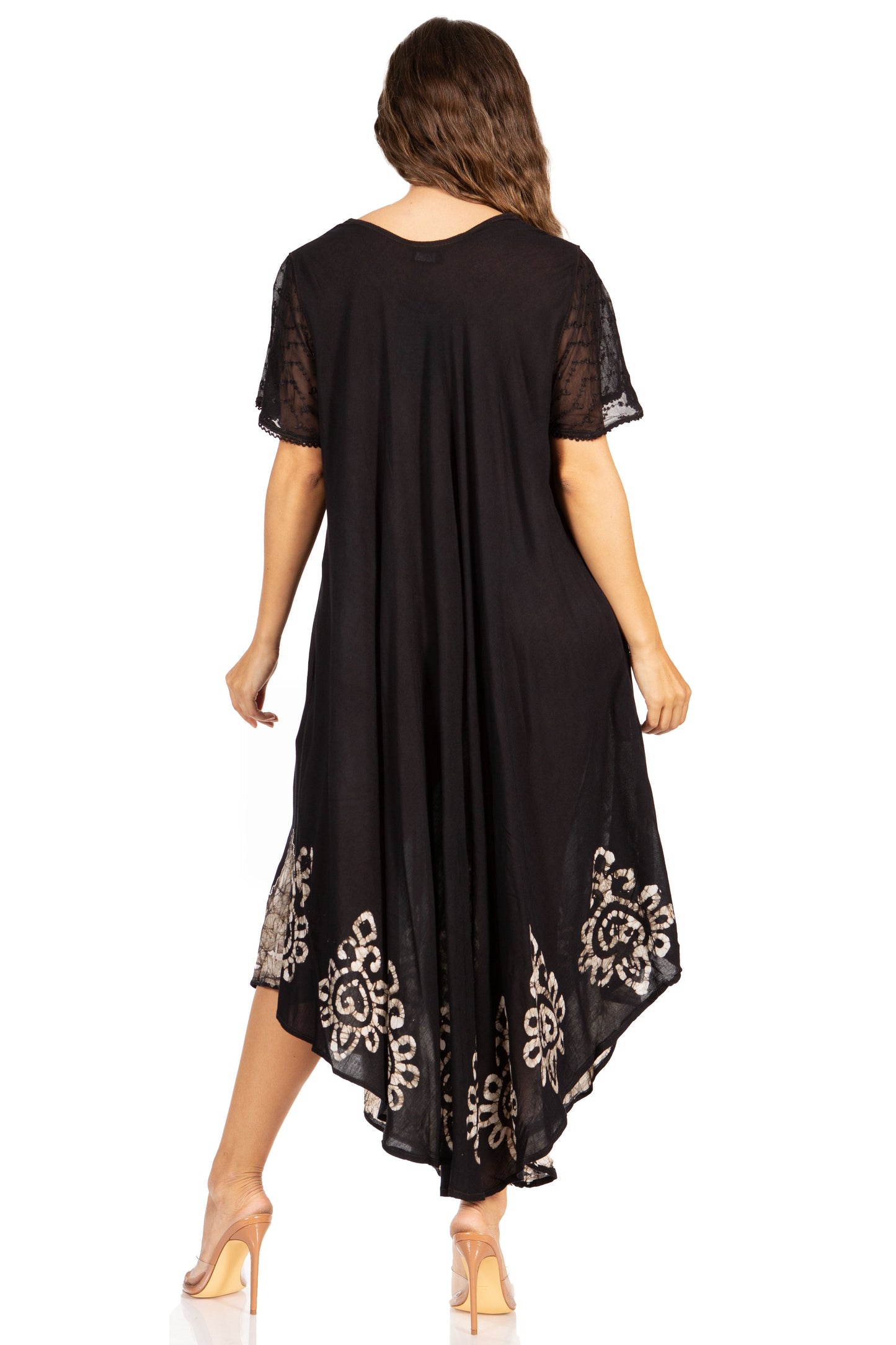 Sakkas Batik Hindi Cap Sleeve Caftan Dress / Cover Up - Concordia Style Boutique