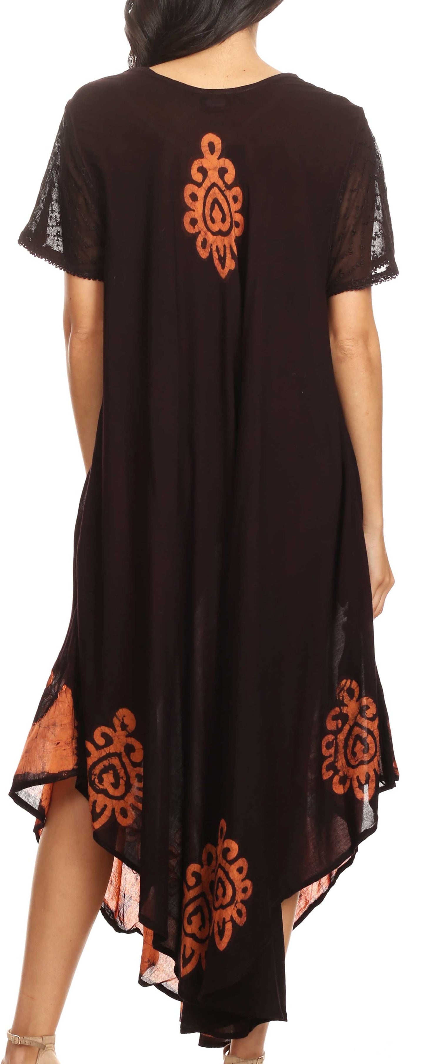 Sakkas Batik Hindi Cap Sleeve Caftan Dress / Cover Up - Concordia Style Boutique