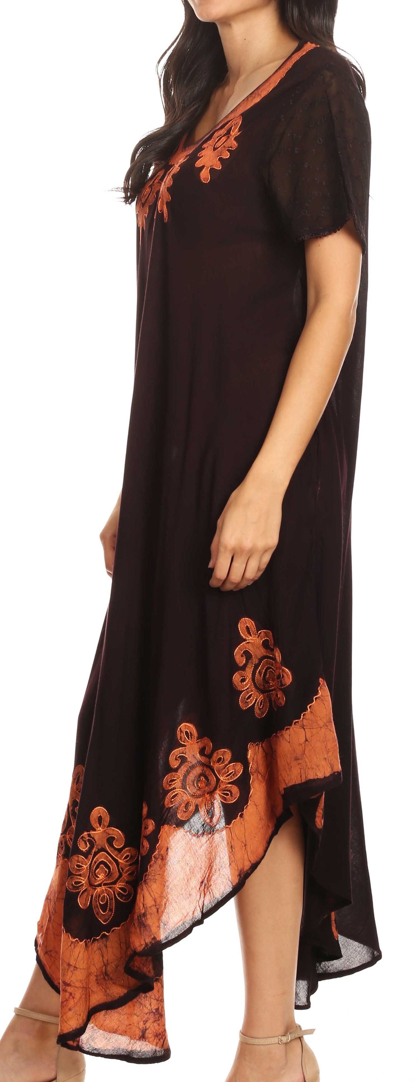 Sakkas Batik Hindi Cap Sleeve Caftan Dress / Cover Up - Concordia Style Boutique