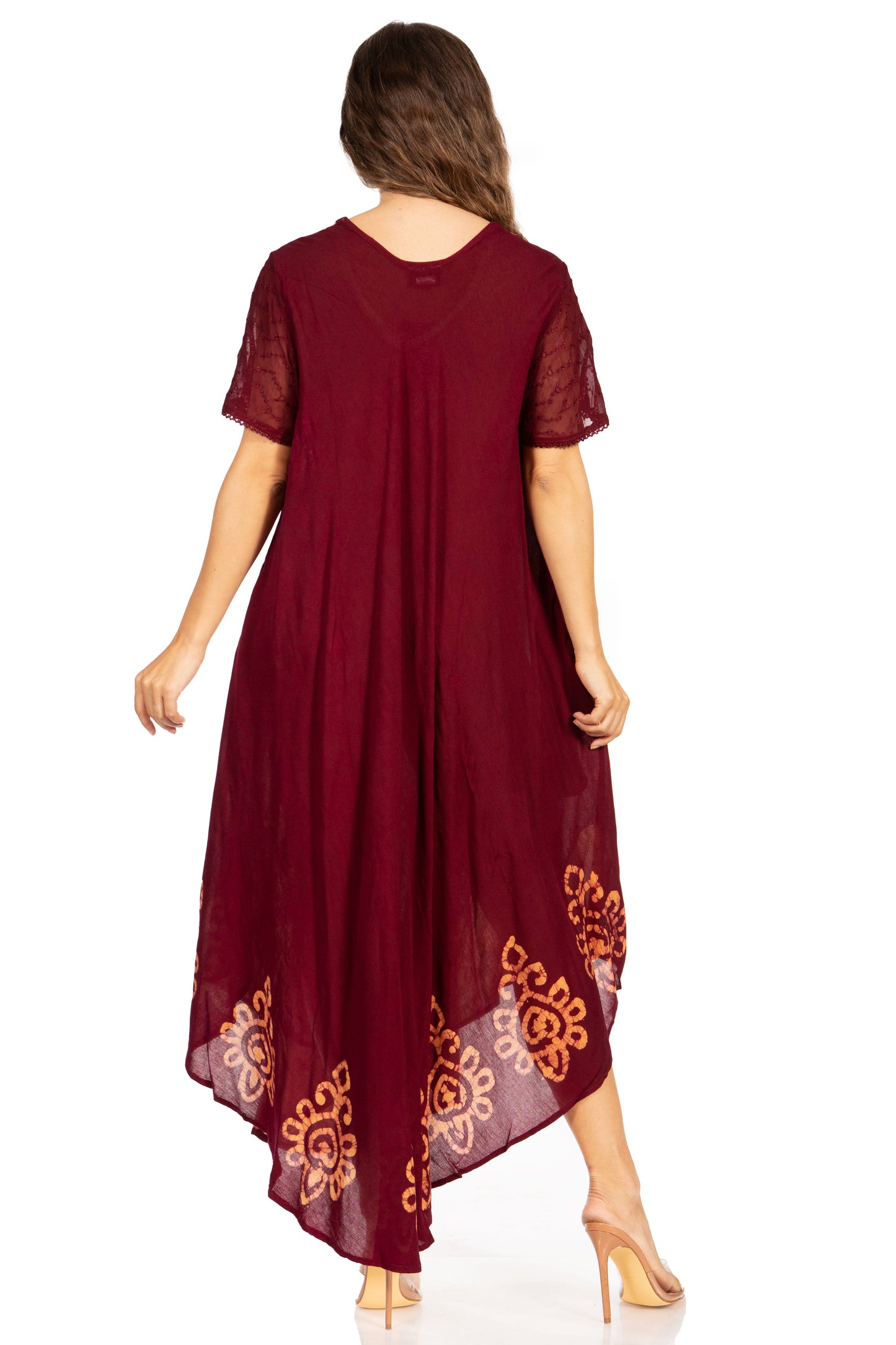 Sakkas Batik Hindi Cap Sleeve Caftan Dress / Cover Up - Concordia Style Boutique