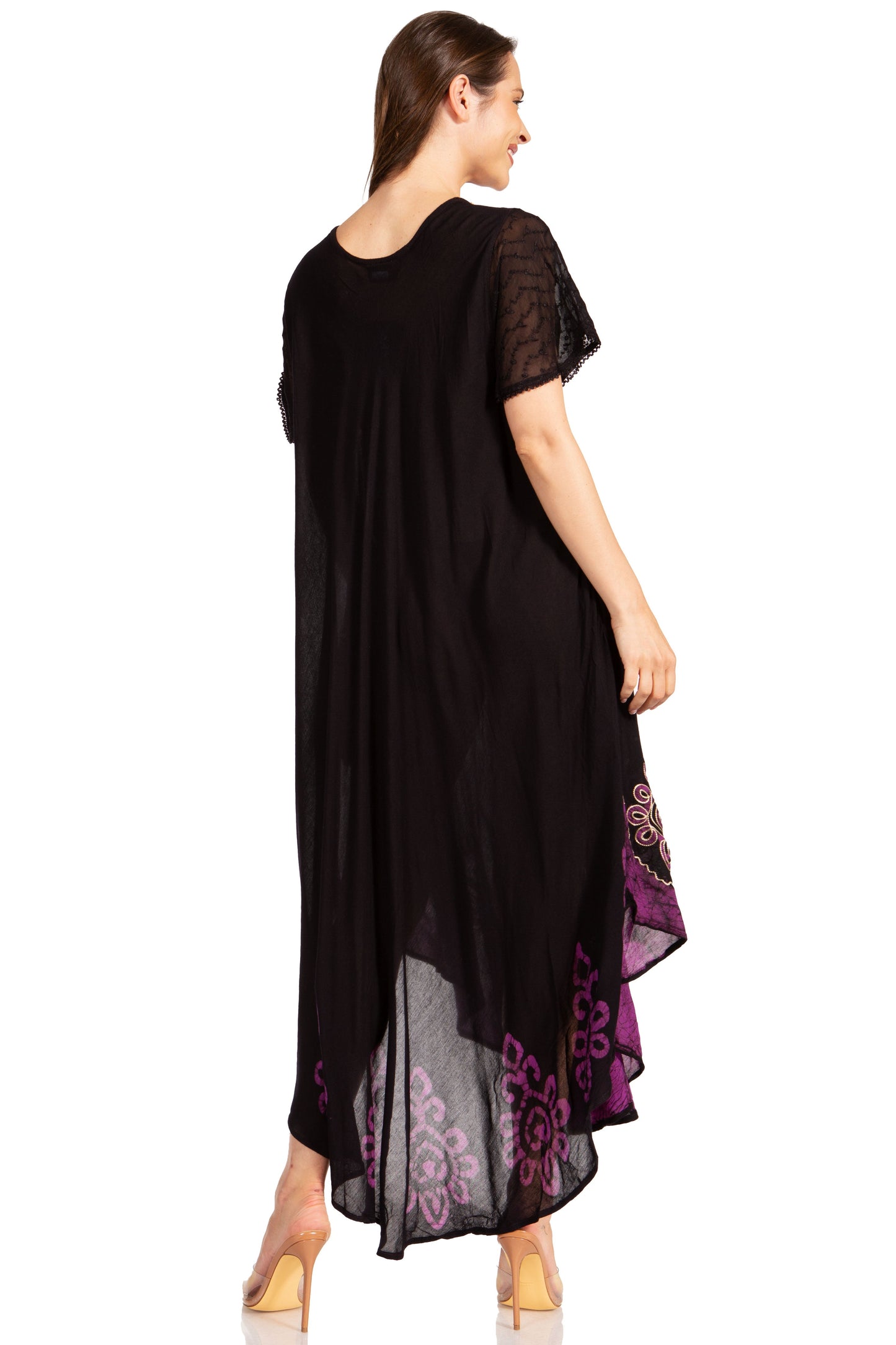 Sakkas Batik Hindi Cap Sleeve Caftan Dress / Cover Up - Concordia Style Boutique