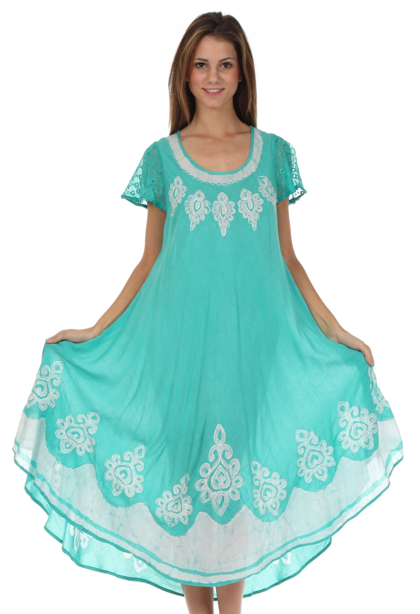Sakkas Batik Hindi Cap Sleeve Caftan Dress / Cover Up - Concordia Style Boutique