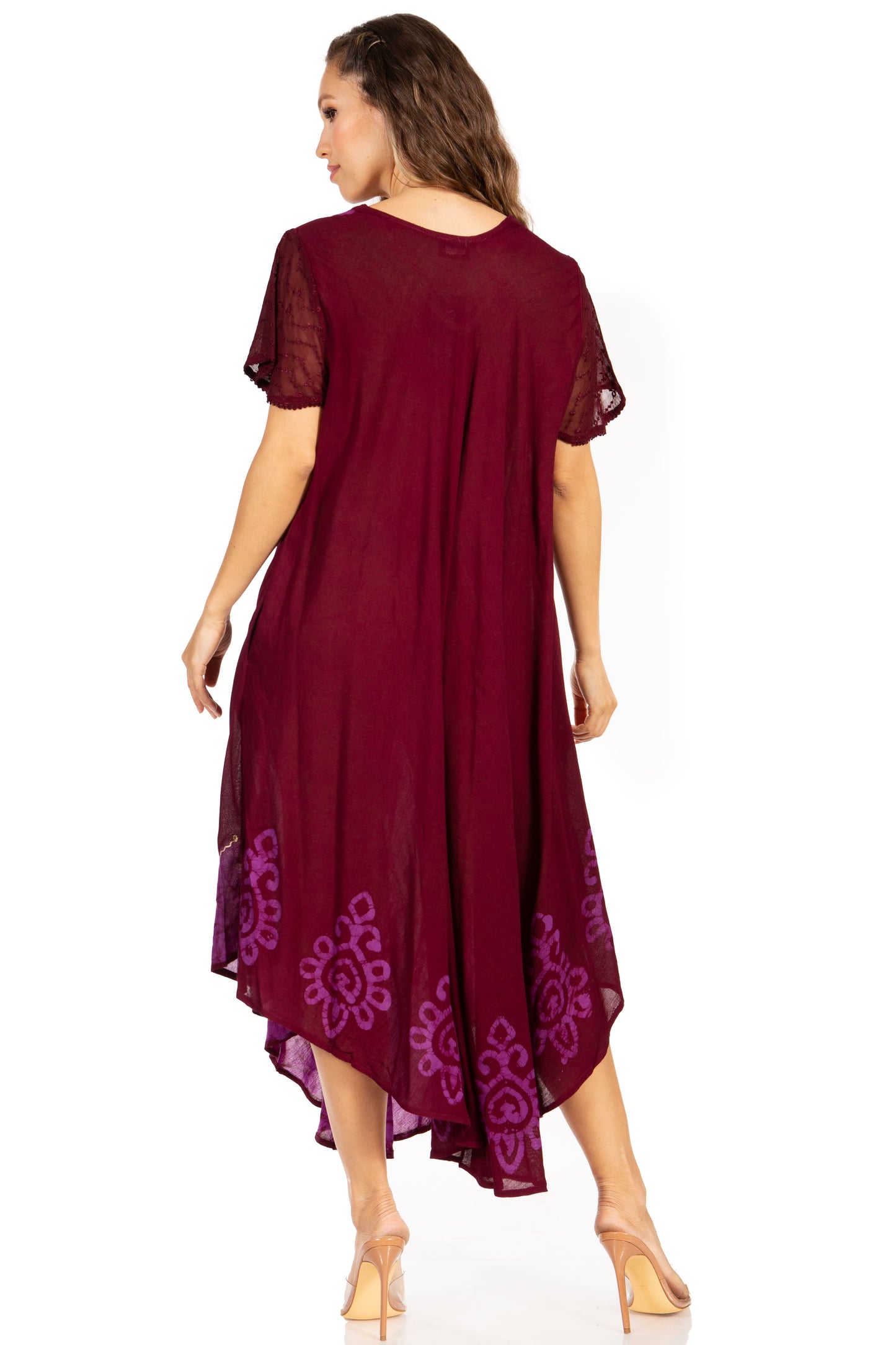 Sakkas Batik Hindi Cap Sleeve Caftan Dress / Cover Up - Concordia Style Boutique
