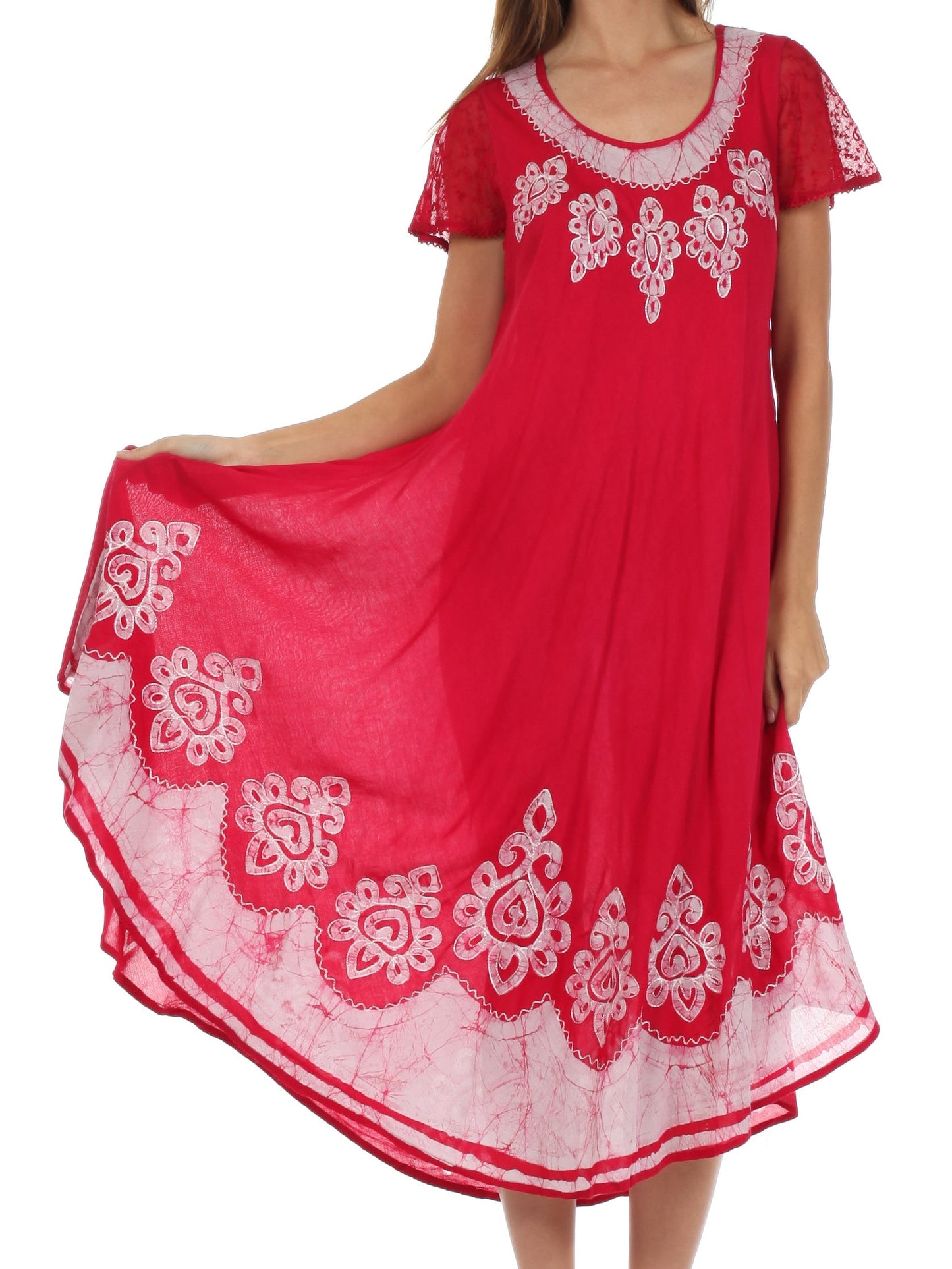 Sakkas Batik Hindi Cap Sleeve Caftan Dress / Cover Up - Concordia Style Boutique