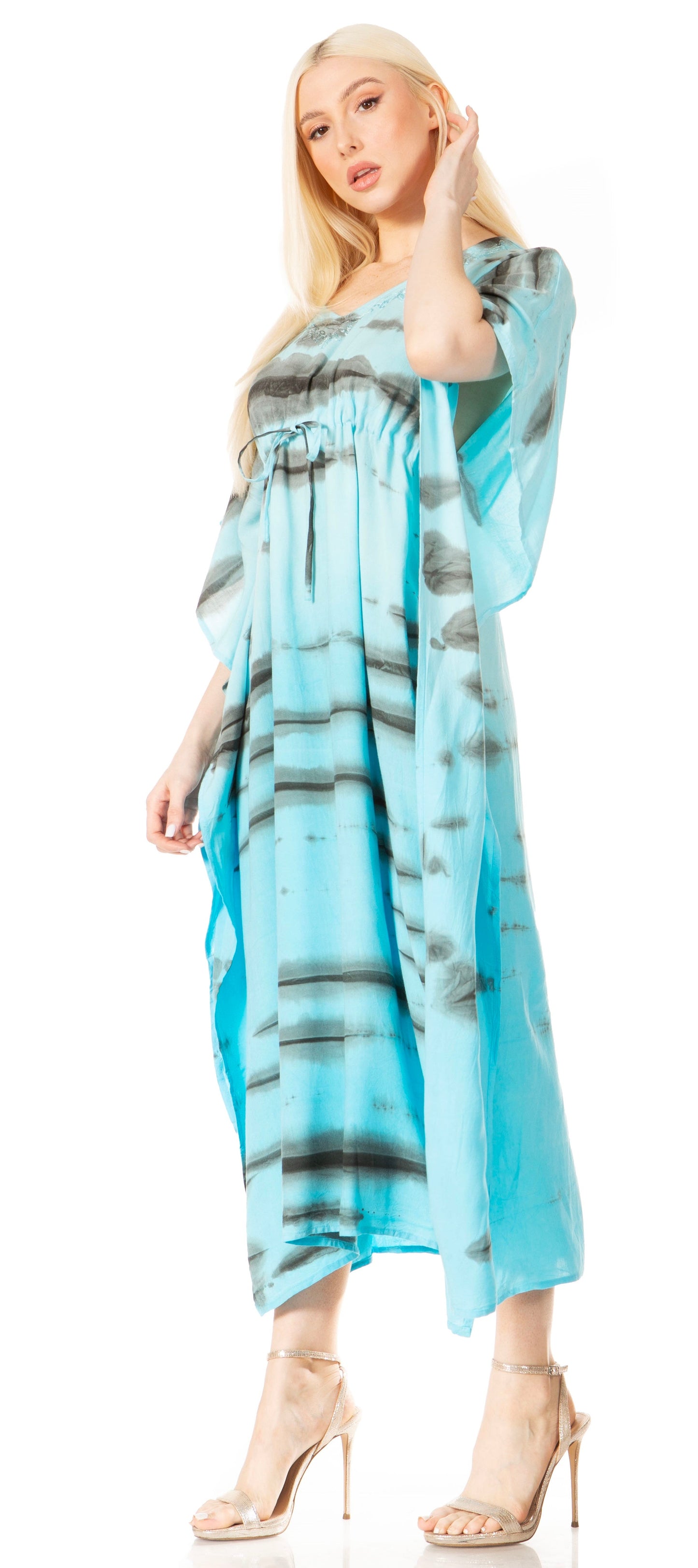 Sakkas Maitte Women's V-Neck Printed Kaftan Cover-Up Dress for the Beach - Concordia Style Boutique
